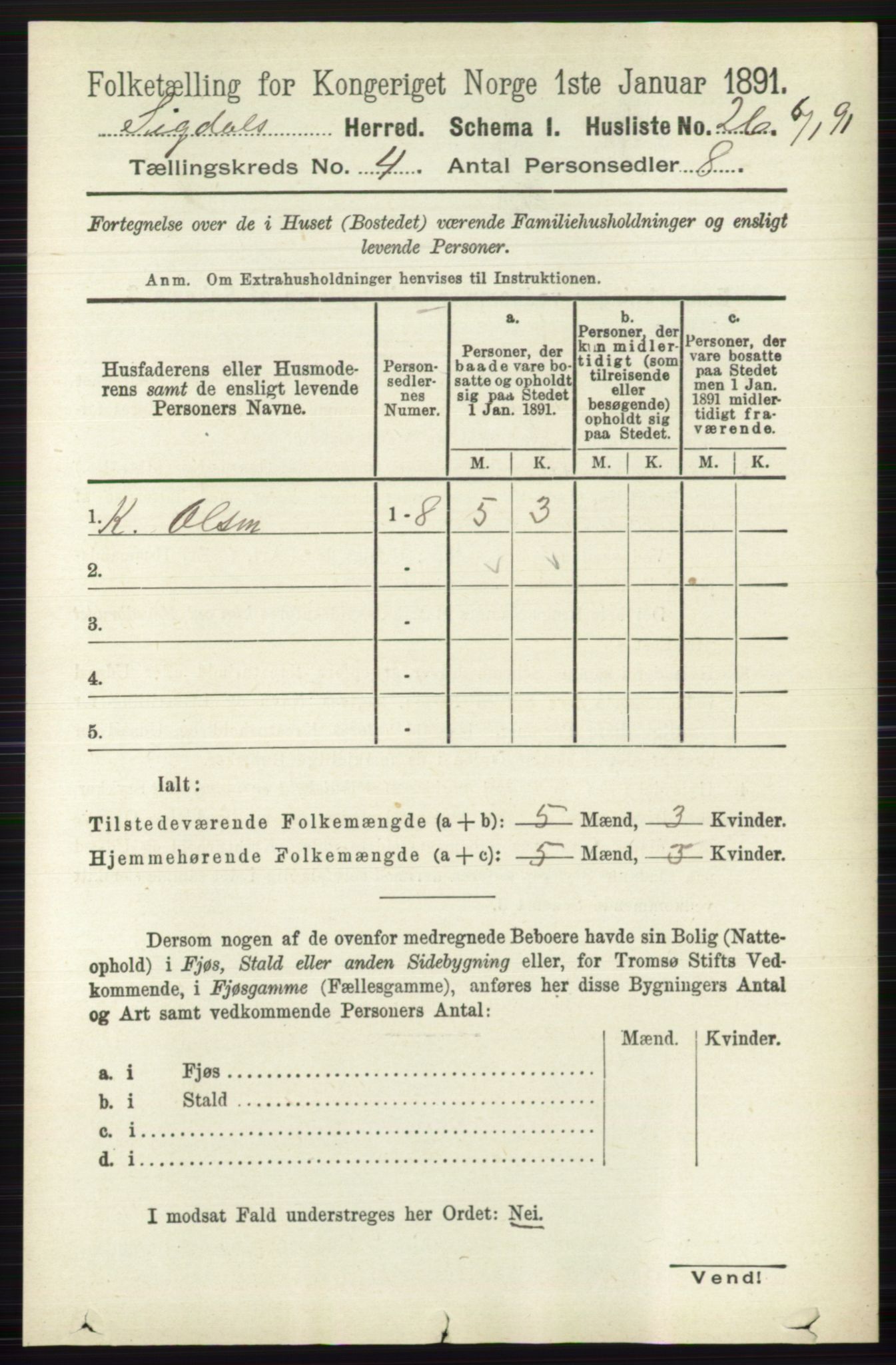 RA, 1891 census for 0621 Sigdal, 1891, p. 1642