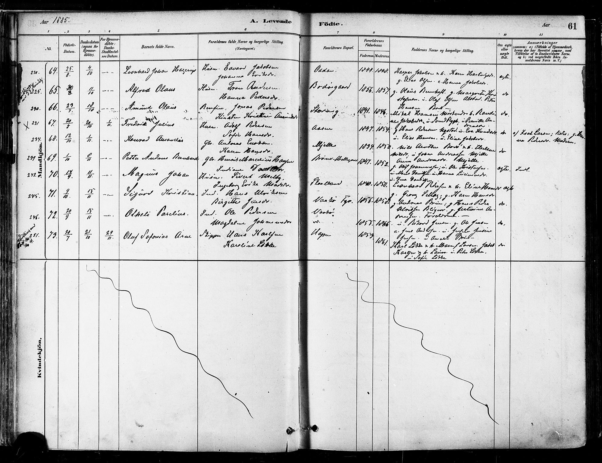Ministerialprotokoller, klokkerbøker og fødselsregistre - Nordland, SAT/A-1459/802/L0054: Parish register (official) no. 802A01, 1879-1893, p. 61