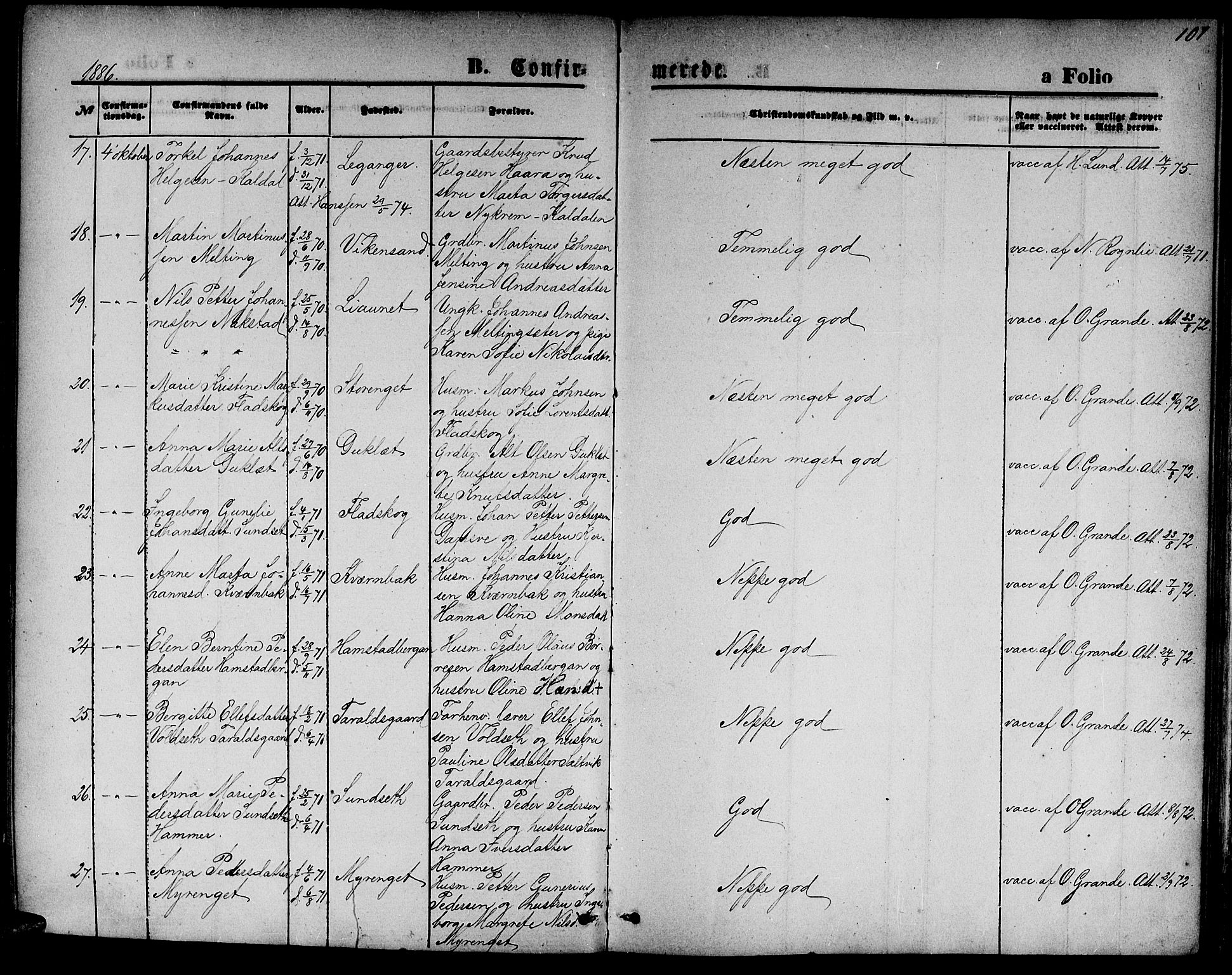 Ministerialprotokoller, klokkerbøker og fødselsregistre - Nord-Trøndelag, SAT/A-1458/733/L0326: Parish register (copy) no. 733C01, 1871-1887, p. 107