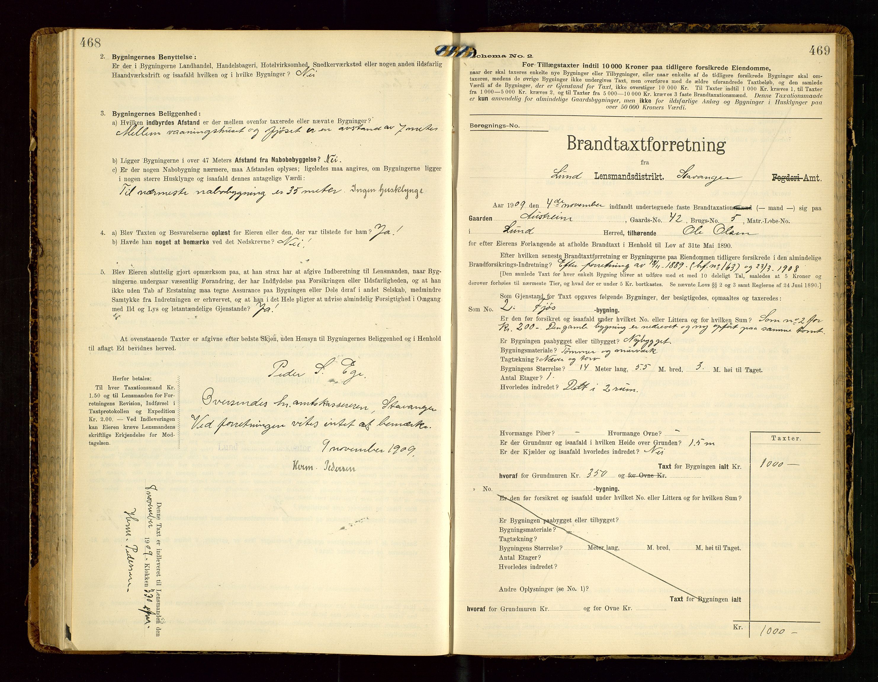 Lund lensmannskontor, SAST/A-100303/Gob/L0002: "Brandtakstprotokol", 1908-1918, p. 468-469