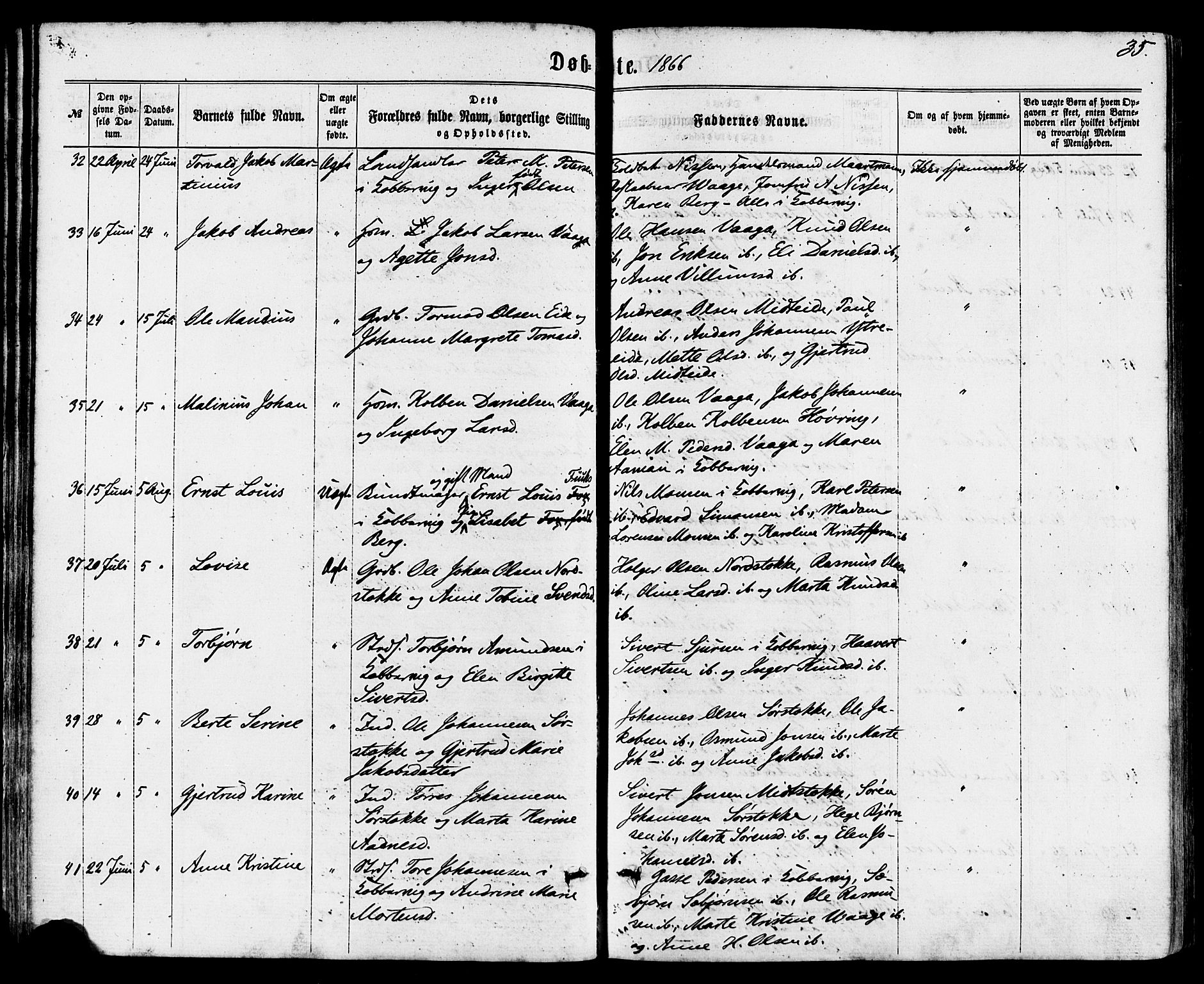 Avaldsnes sokneprestkontor, AV/SAST-A -101851/H/Ha/Haa/L0011: Parish register (official) no. A 11, 1861-1880, p. 35