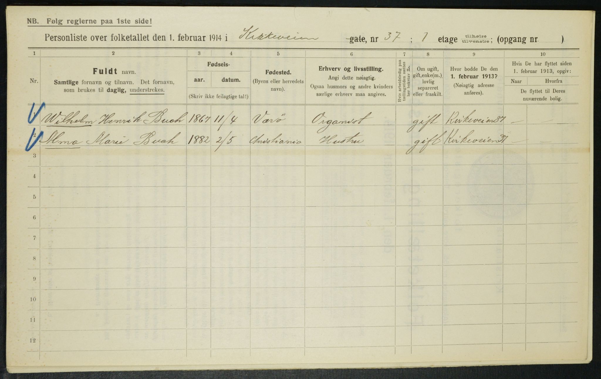 OBA, Municipal Census 1914 for Kristiania, 1914, p. 50920