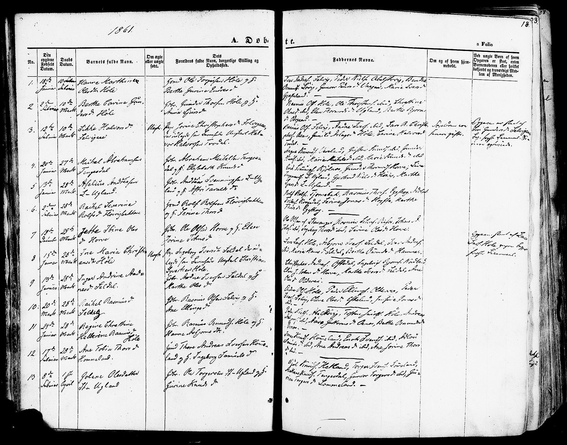 Høgsfjord sokneprestkontor, SAST/A-101624/H/Ha/Haa/L0002: Parish register (official) no. A 2, 1855-1885, p. 18