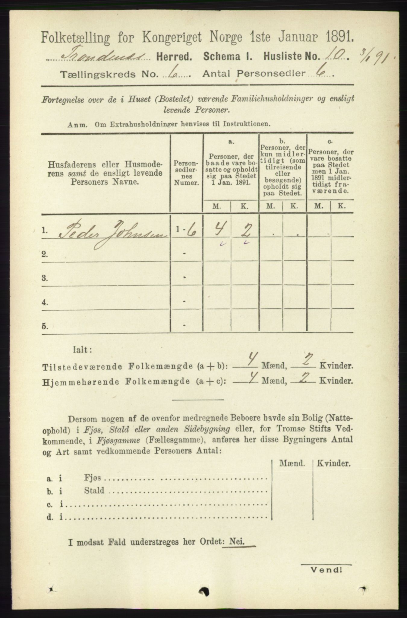 RA, 1891 census for 1914 Trondenes, 1891, p. 3753