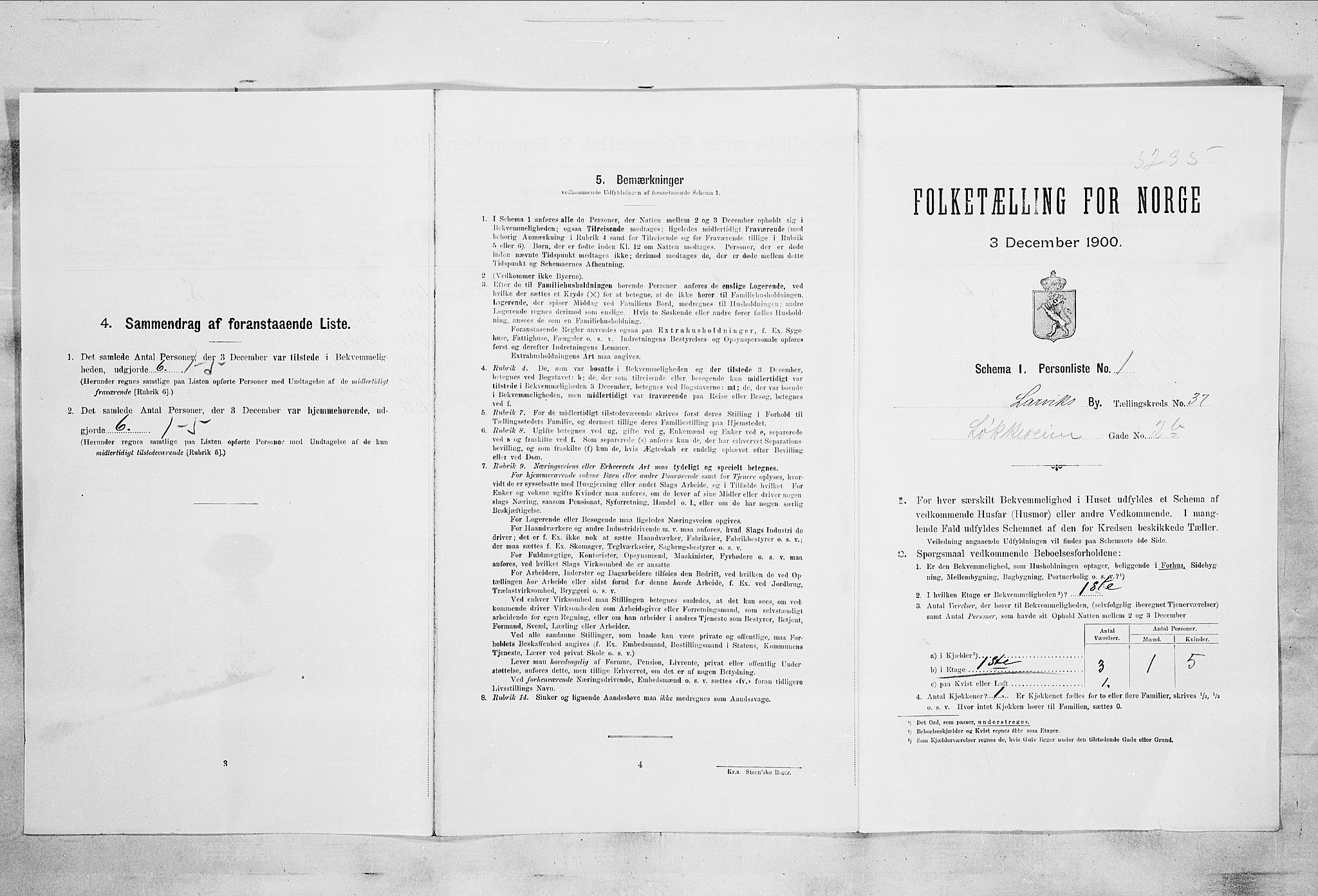 RA, 1900 census for Larvik, 1900, p. 4956