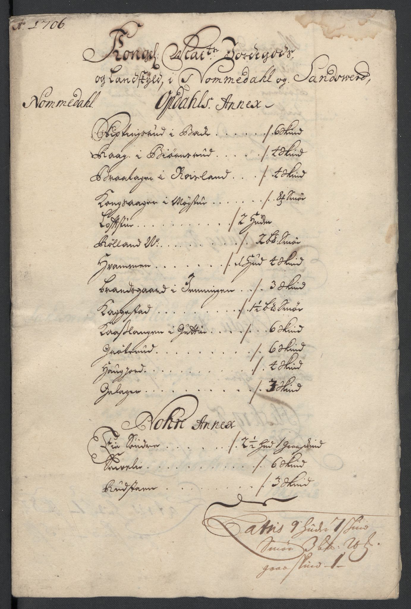 Rentekammeret inntil 1814, Reviderte regnskaper, Fogderegnskap, AV/RA-EA-4092/R24/L1583: Fogderegnskap Numedal og Sandsvær, 1705-1706, p. 223