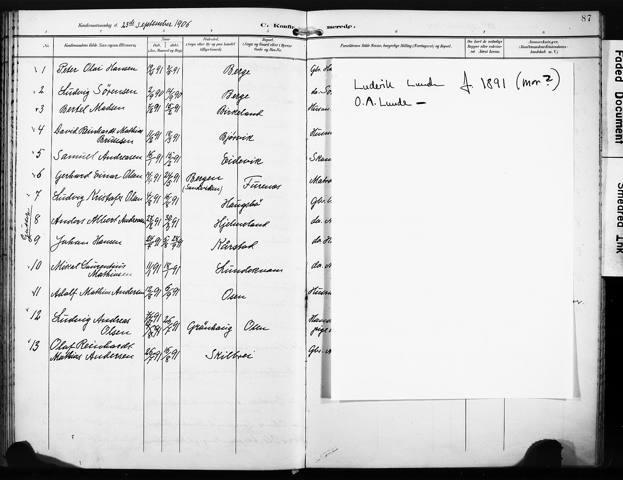Gaular sokneprestembete, SAB/A-80001/H/Haa: Parish register (official) no. C 2, 1898-1910, p. 87