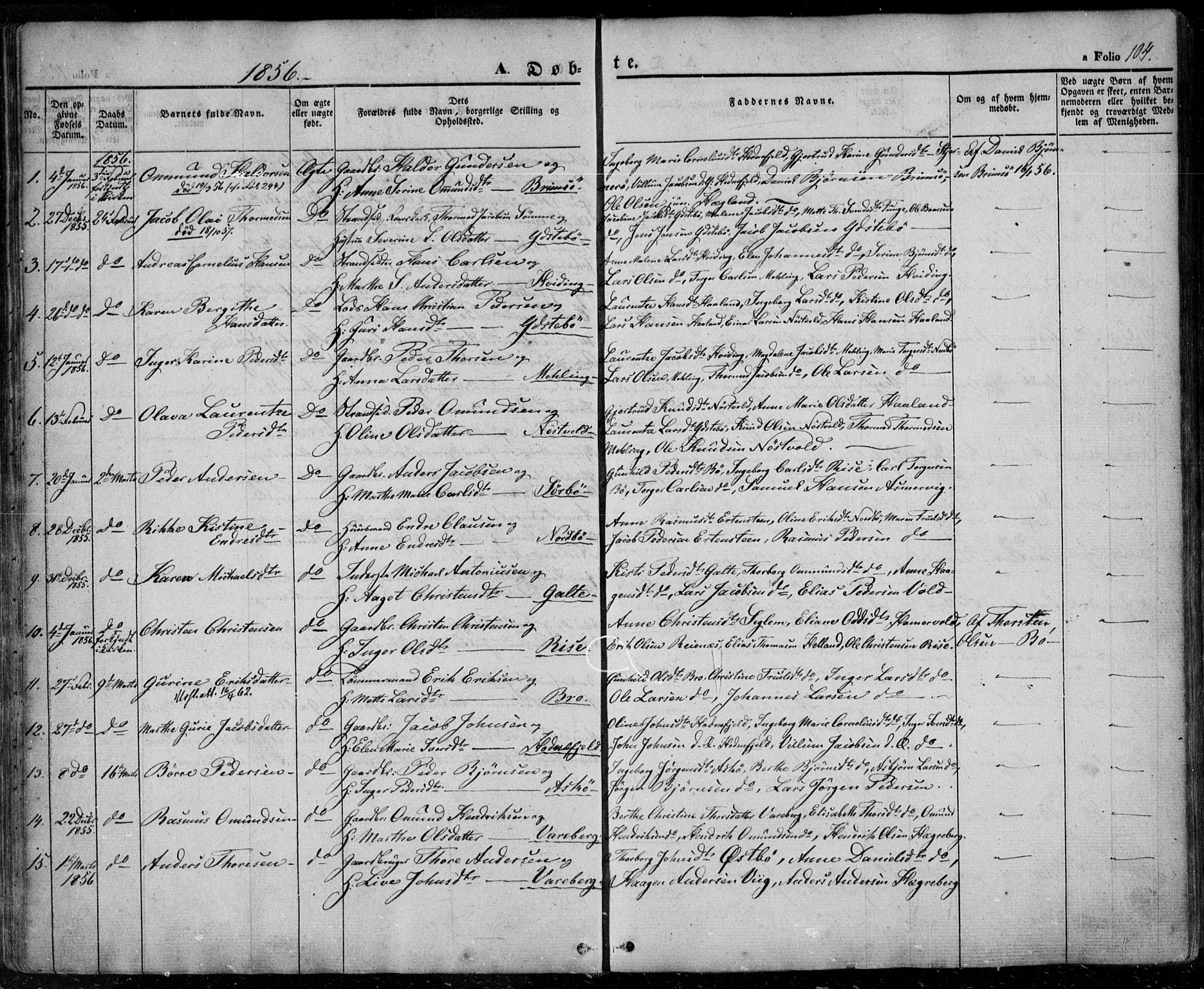 Rennesøy sokneprestkontor, SAST/A -101827/H/Ha/Haa/L0005: Parish register (official) no. A 5, 1838-1859, p. 104