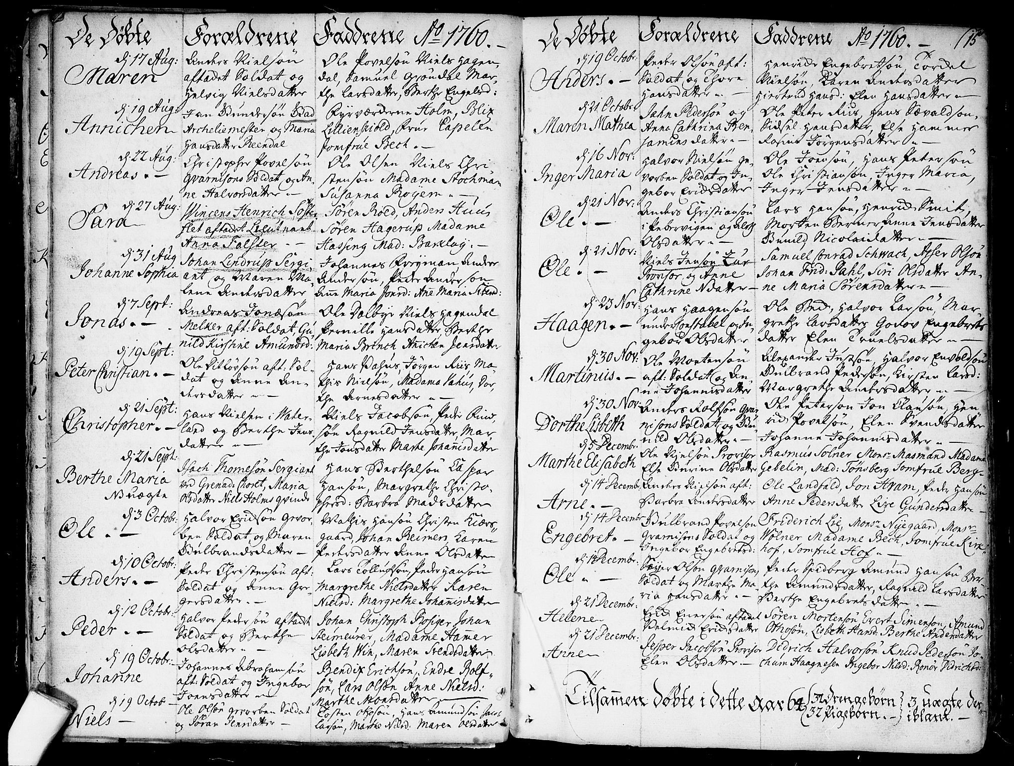 Garnisonsmenigheten Kirkebøker, SAO/A-10846/F/Fa/L0002: Parish register (official) no. 2, 1757-1776, p. 15