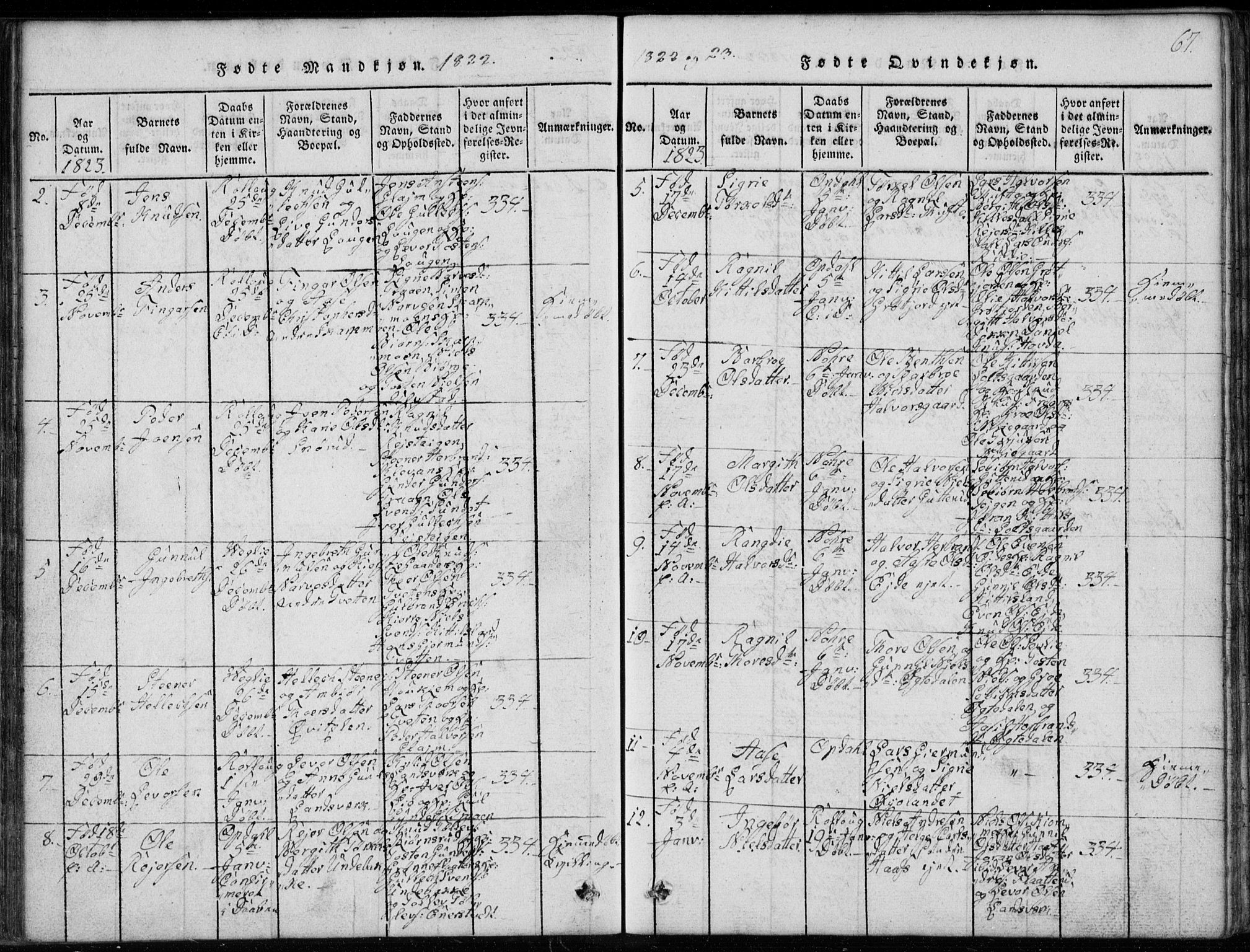 Rollag kirkebøker, AV/SAKO-A-240/G/Ga/L0001: Parish register (copy) no. I 1, 1814-1831, p. 67