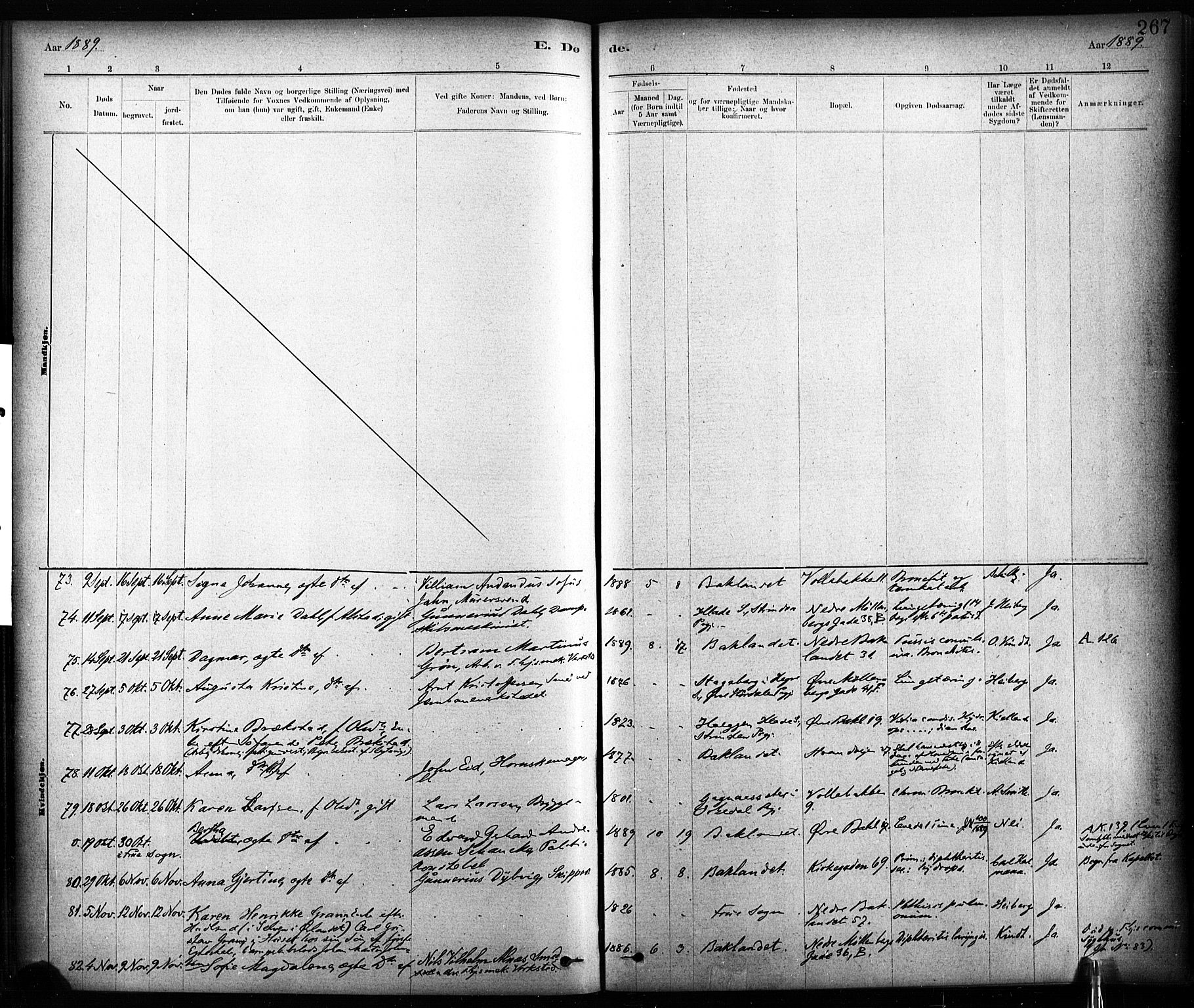 Ministerialprotokoller, klokkerbøker og fødselsregistre - Sør-Trøndelag, AV/SAT-A-1456/604/L0189: Parish register (official) no. 604A10, 1878-1892, p. 267