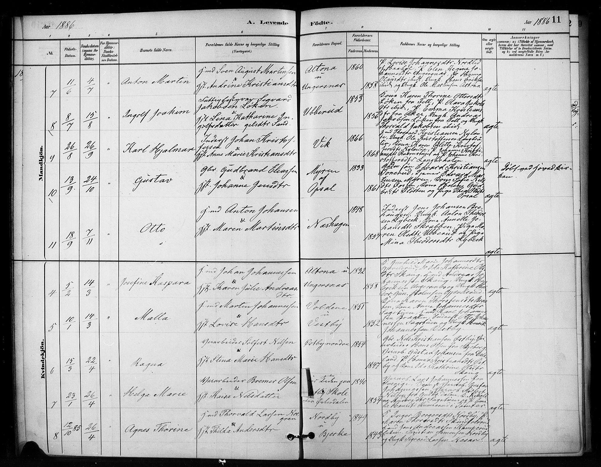 Enebakk prestekontor Kirkebøker, AV/SAO-A-10171c/F/Fb/L0001: Parish register (official) no. II 1, 1877-1902, p. 11