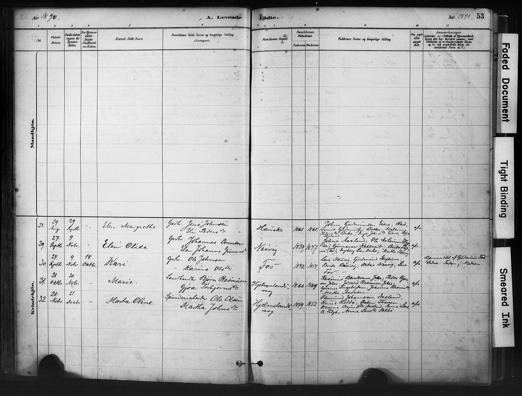 Hjelmeland sokneprestkontor, AV/SAST-A-101843/01/IV/L0014: Parish register (official) no. A 14, 1879-1900, p. 53