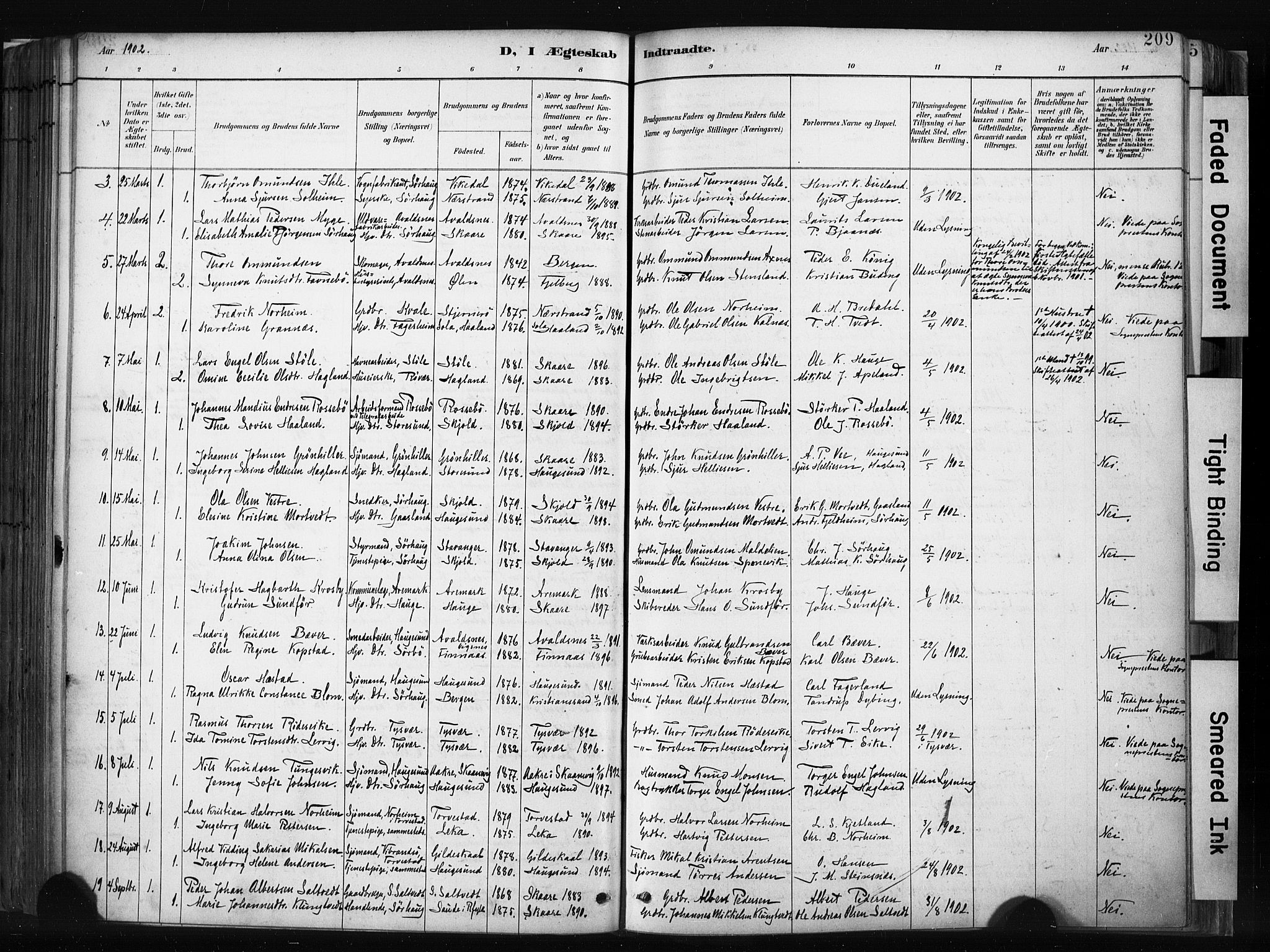 Haugesund sokneprestkontor, AV/SAST-A -101863/H/Ha/Haa/L0004: Parish register (official) no. A 4, 1886-1908, p. 209