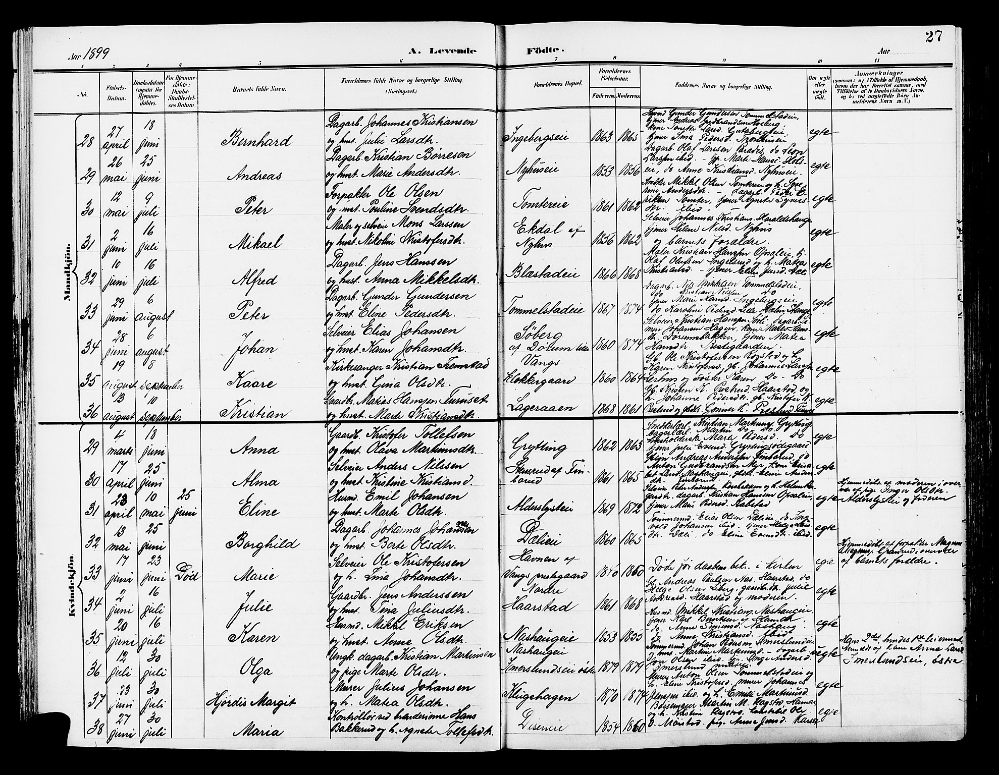 Vang prestekontor, Hedmark, AV/SAH-PREST-008/H/Ha/Hab/L0014: Parish register (copy) no. 14, 1896-1914, p. 27