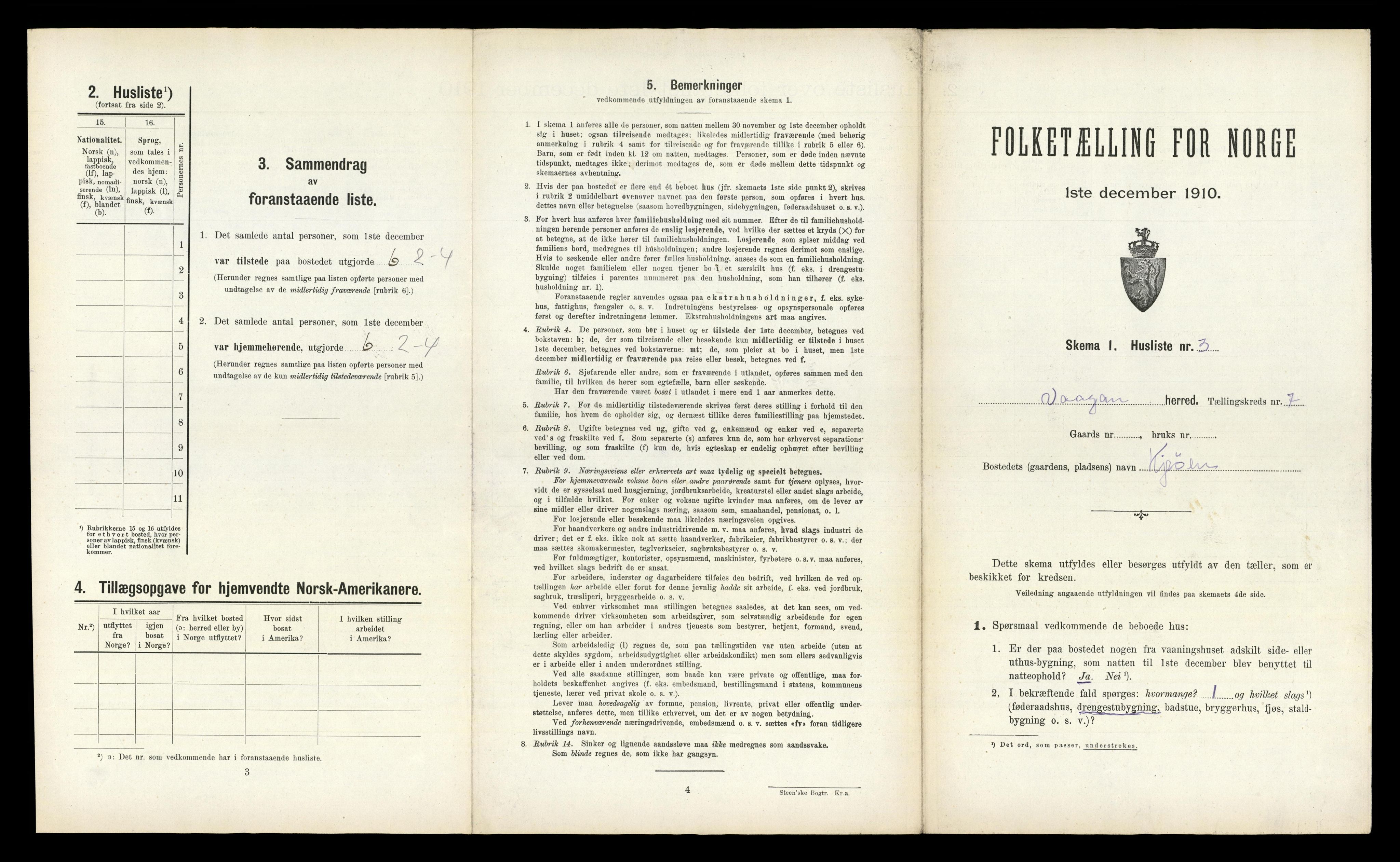 RA, 1910 census for Vågan, 1910, p. 1101