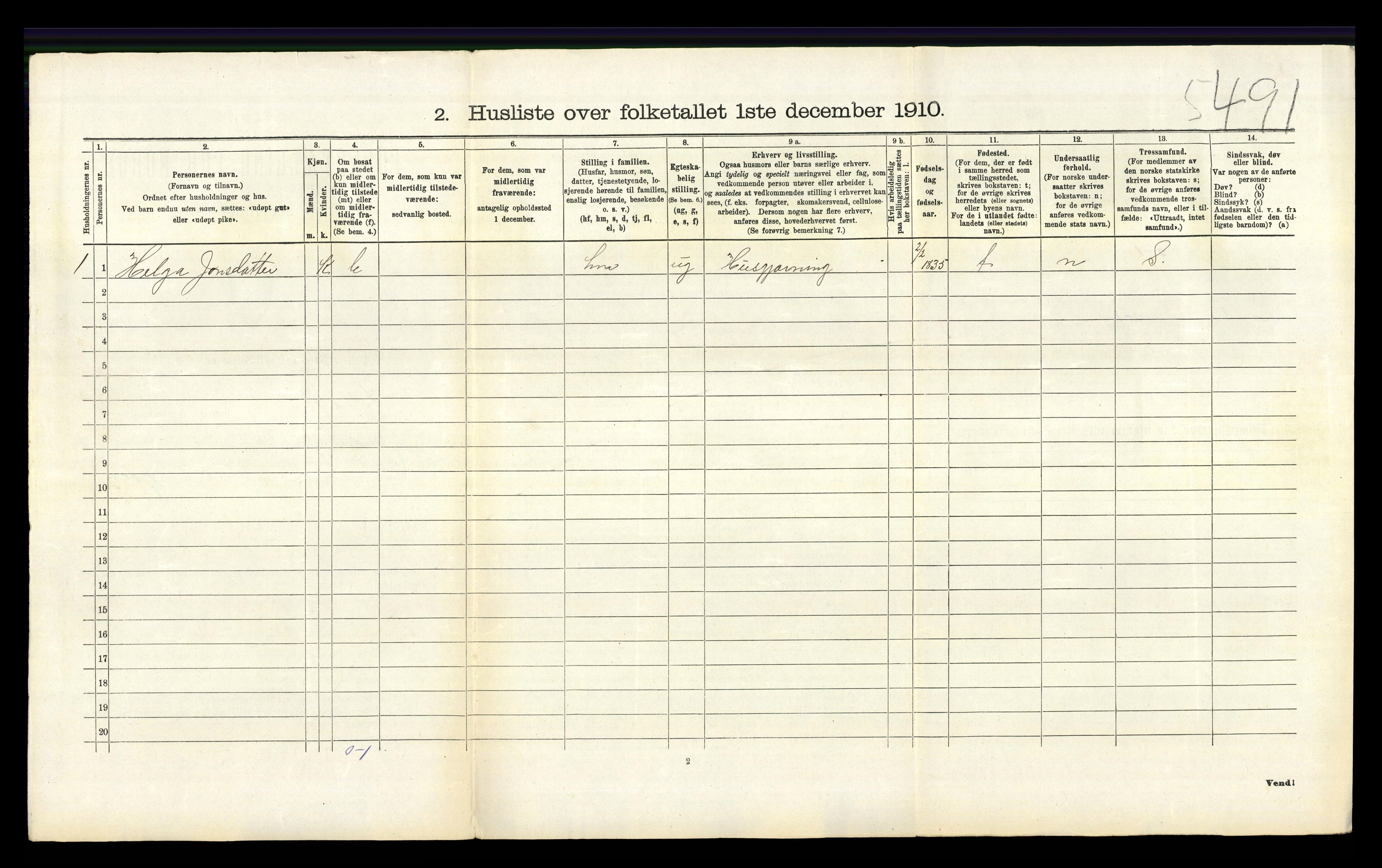 RA, 1910 census for Vikedal, 1910, p. 926