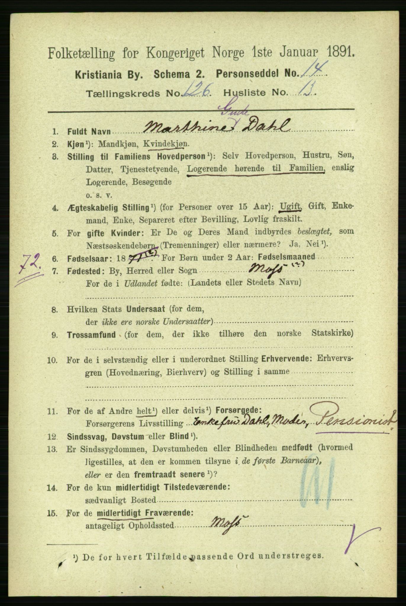 RA, 1891 census for 0301 Kristiania, 1891, p. 67592