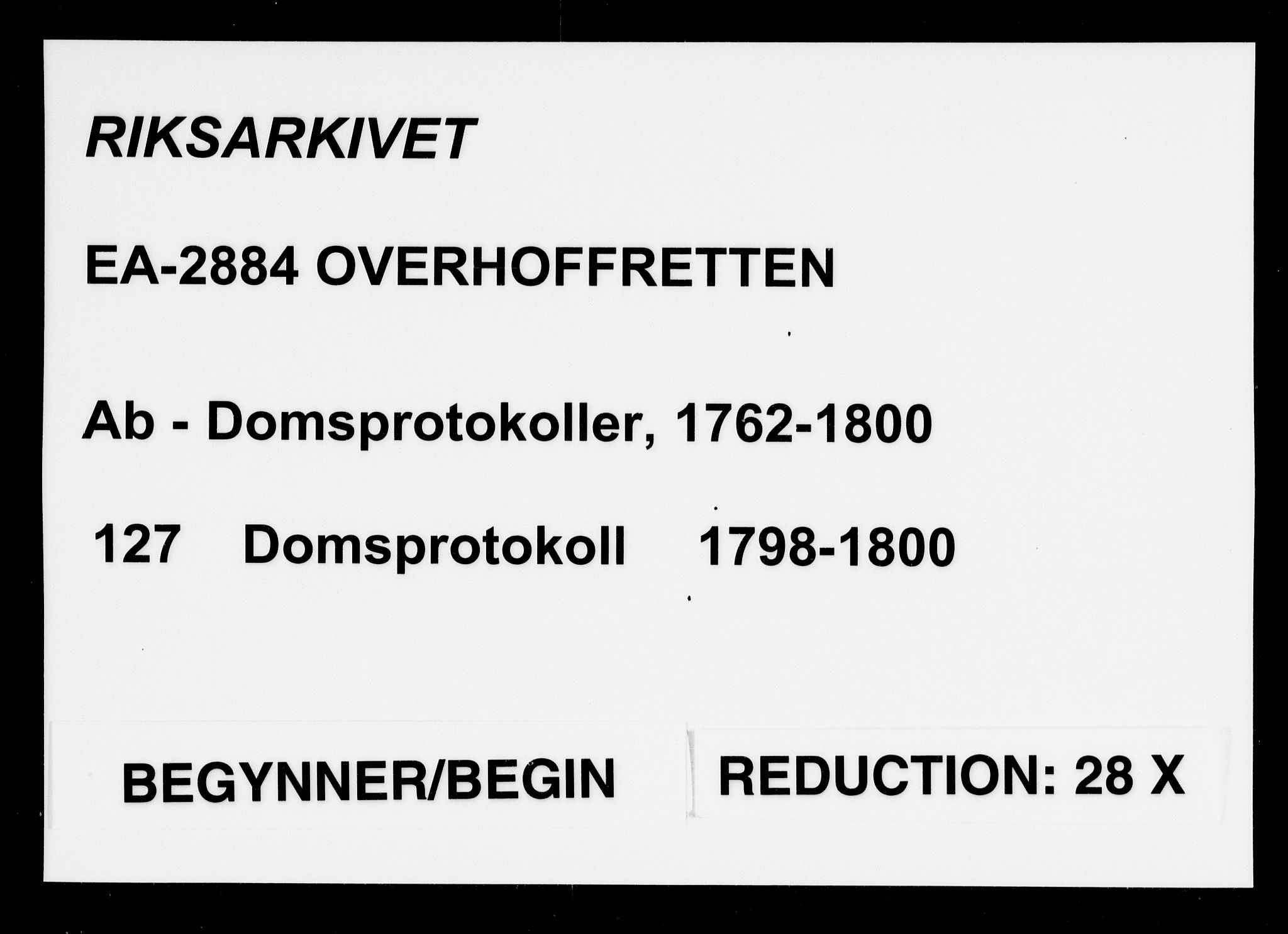 Overhoffretten 1667-1797, AV/RA-EA-2884/Ab/L0127: Domsprotokoll, 1798-1800