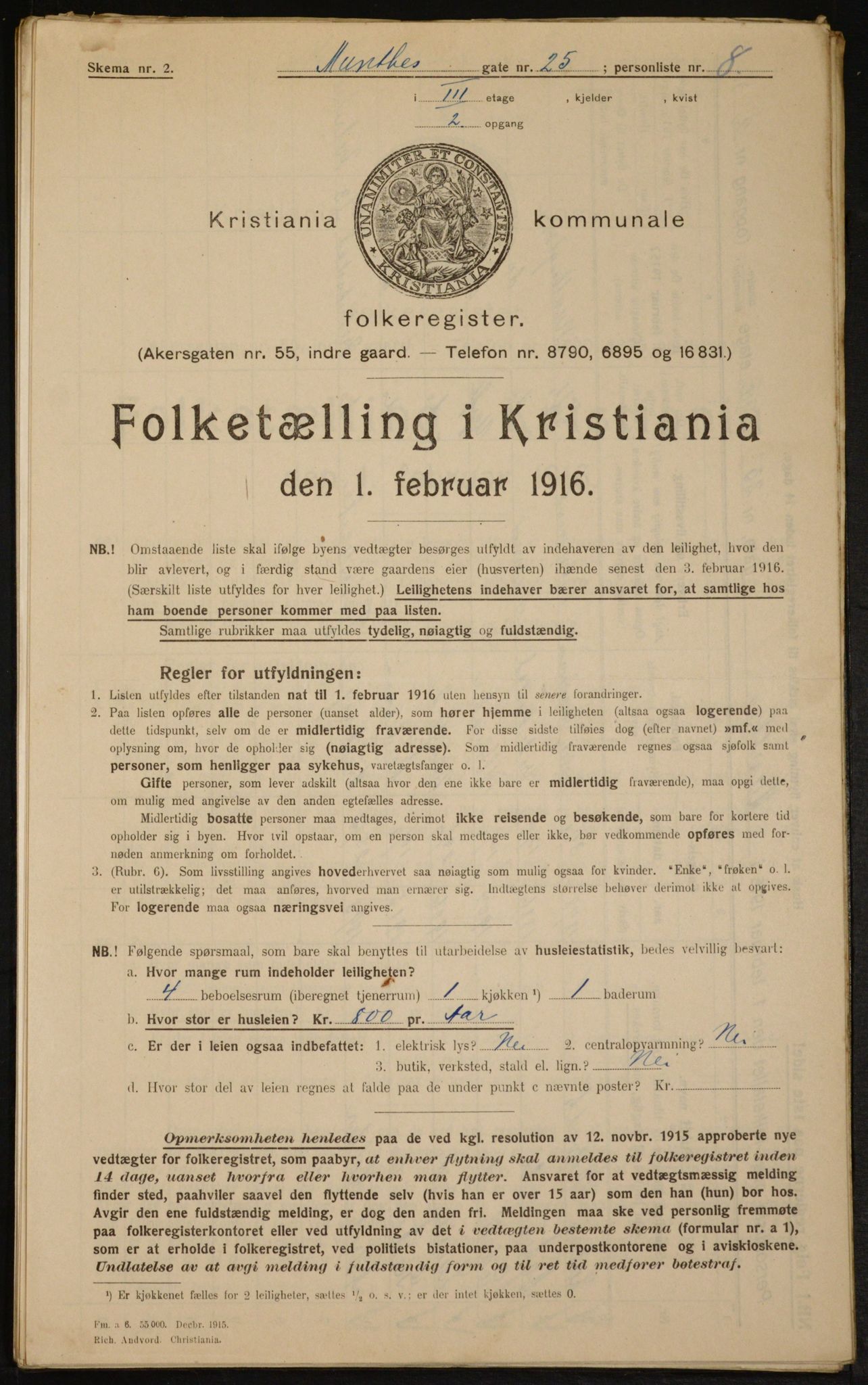 OBA, Municipal Census 1916 for Kristiania, 1916, p. 69806