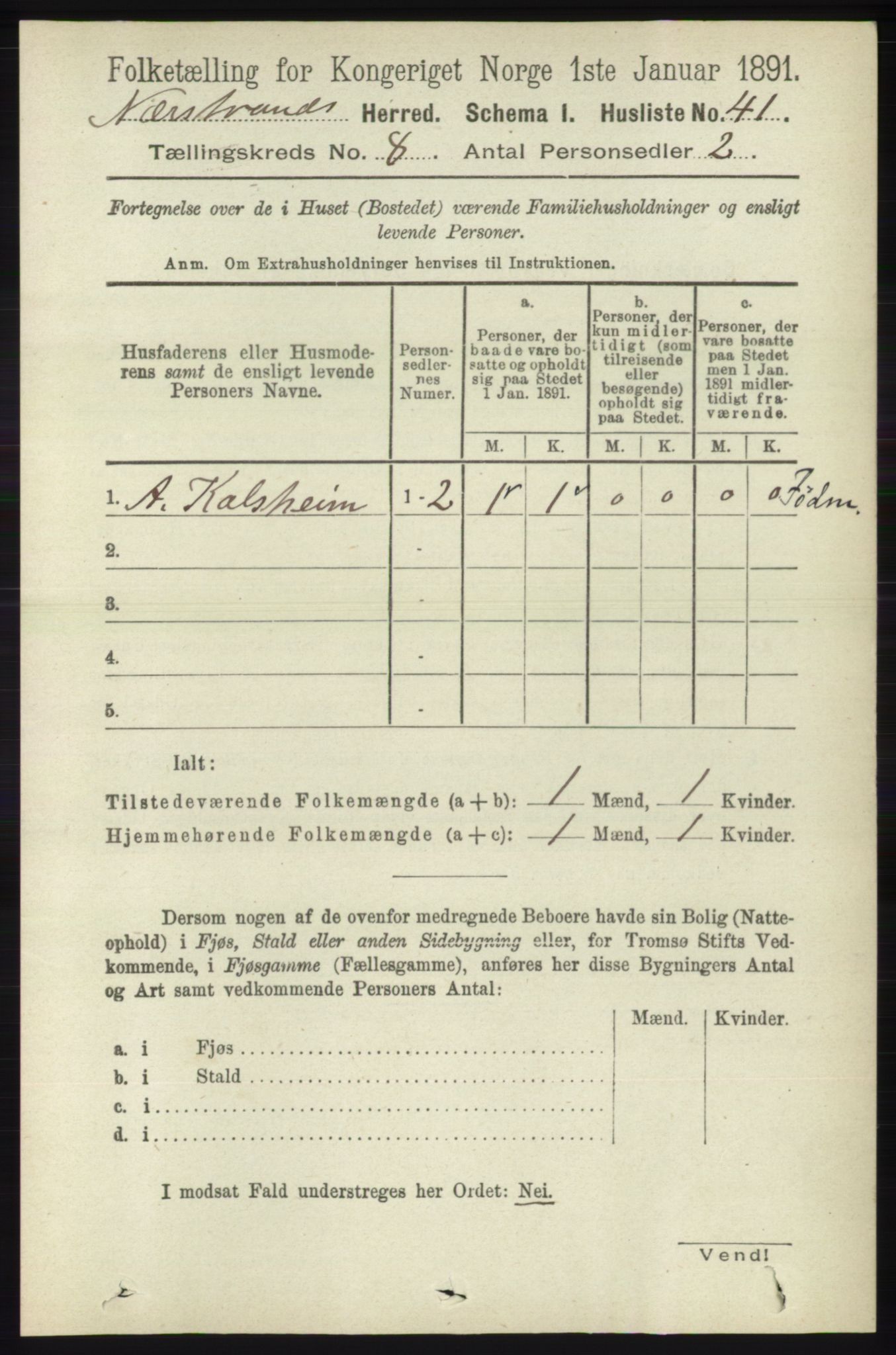 RA, 1891 census for 1139 Nedstrand, 1891, p. 1430