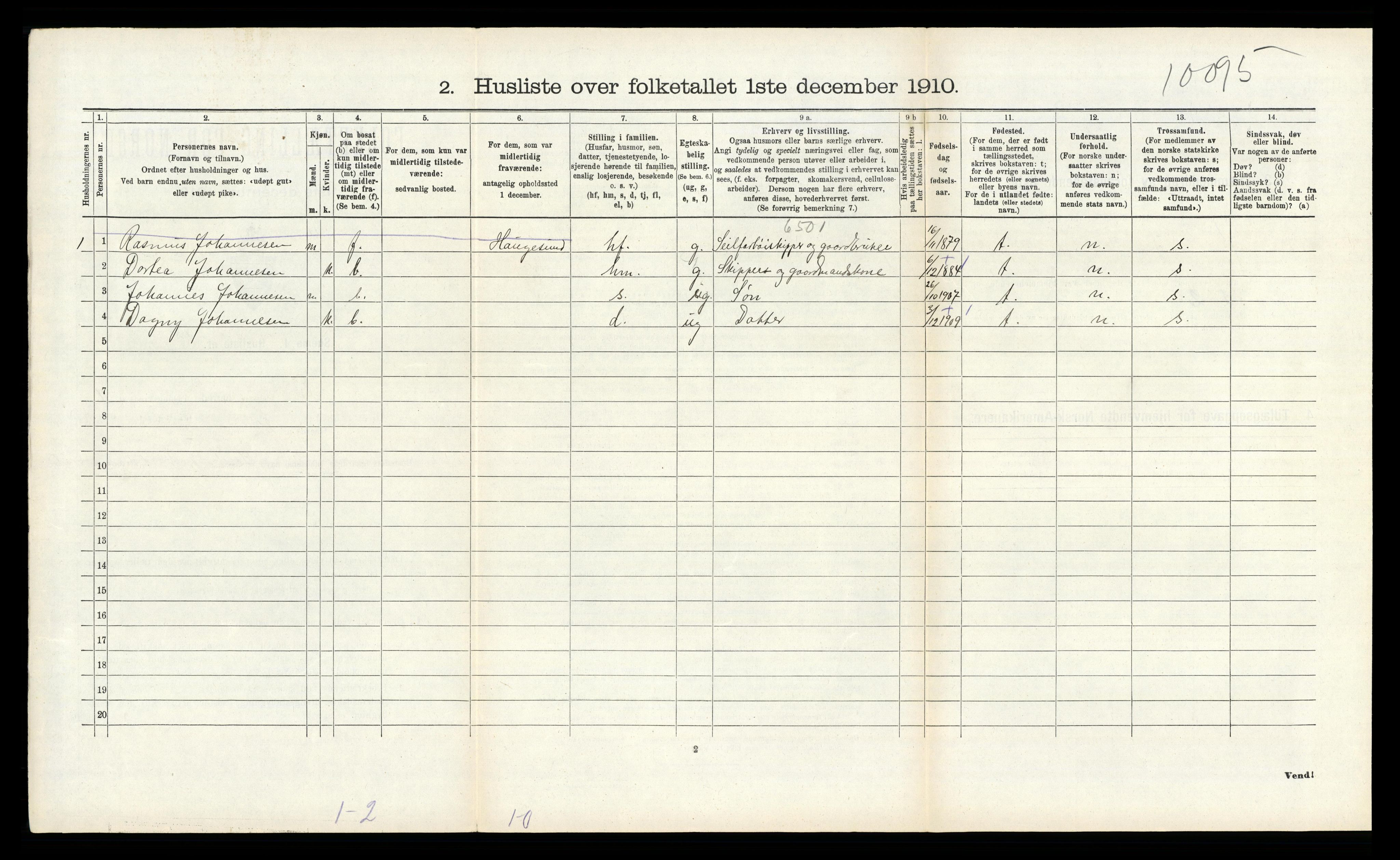 RA, 1910 census for Finnås, 1910, p. 1447