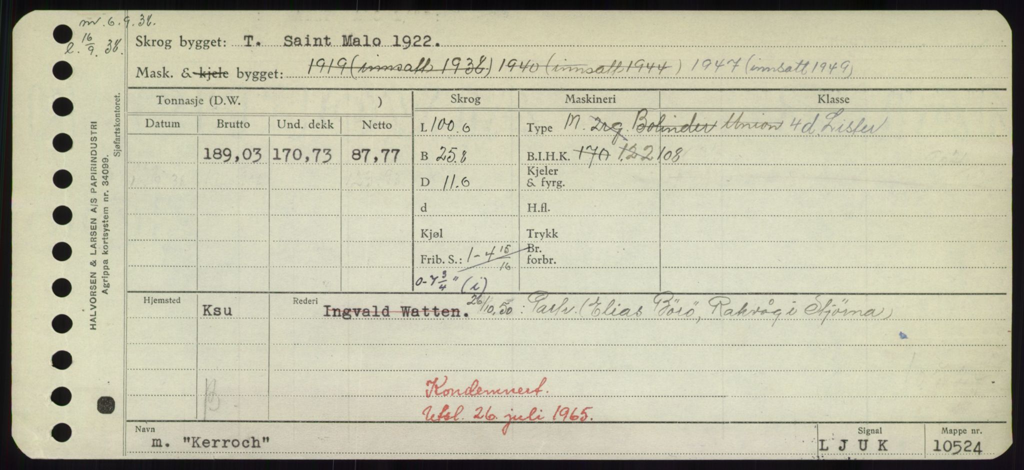 Sjøfartsdirektoratet med forløpere, Skipsmålingen, RA/S-1627/H/Hd/L0020: Fartøy, K-Kon, p. 207