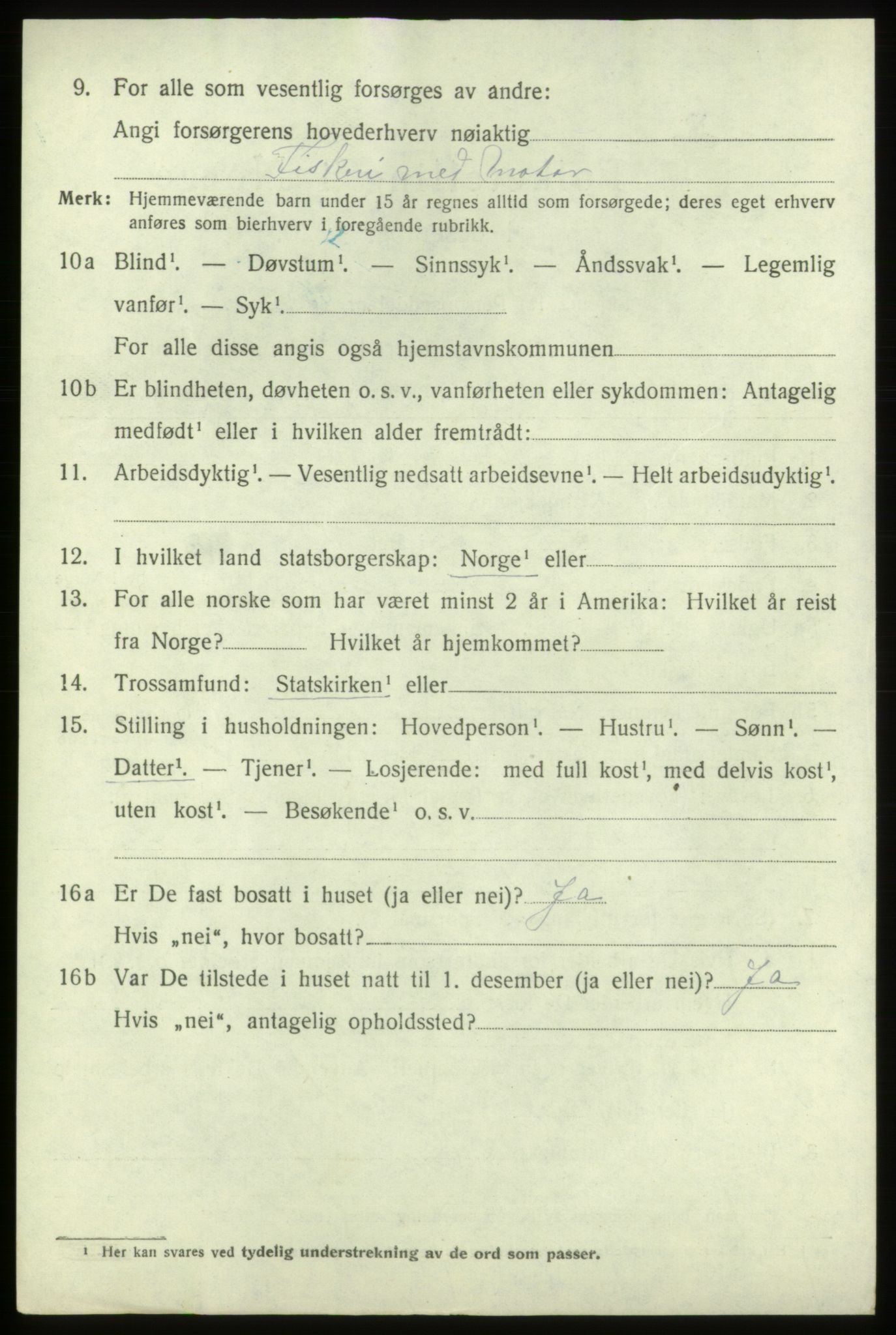 SAB, 1920 census for Fitjar, 1920, p. 3727