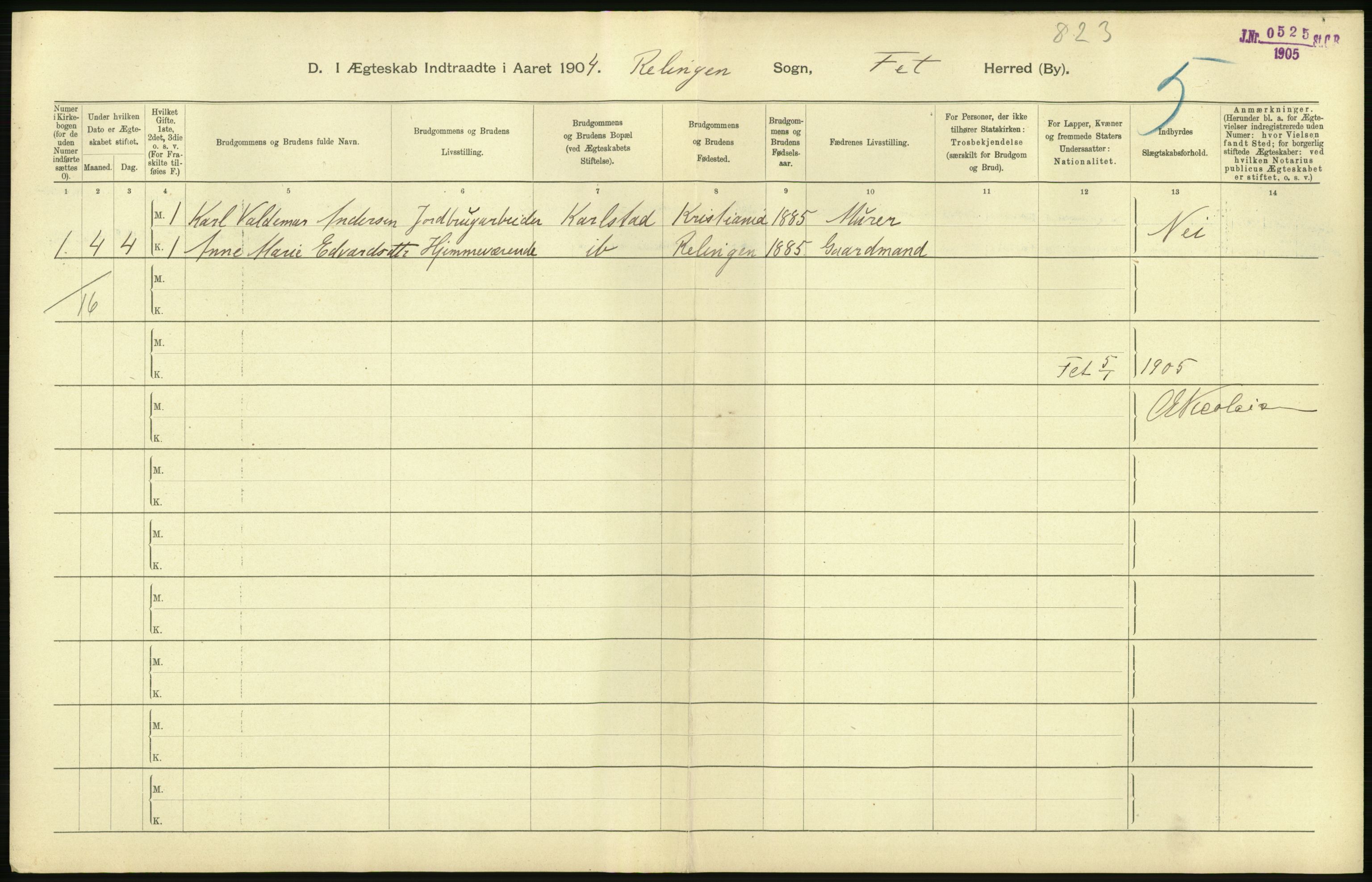 Statistisk sentralbyrå, Sosiodemografiske emner, Befolkning, AV/RA-S-2228/D/Df/Dfa/Dfab/L0002: Akershus amt: Fødte, gifte, døde, 1904, p. 494