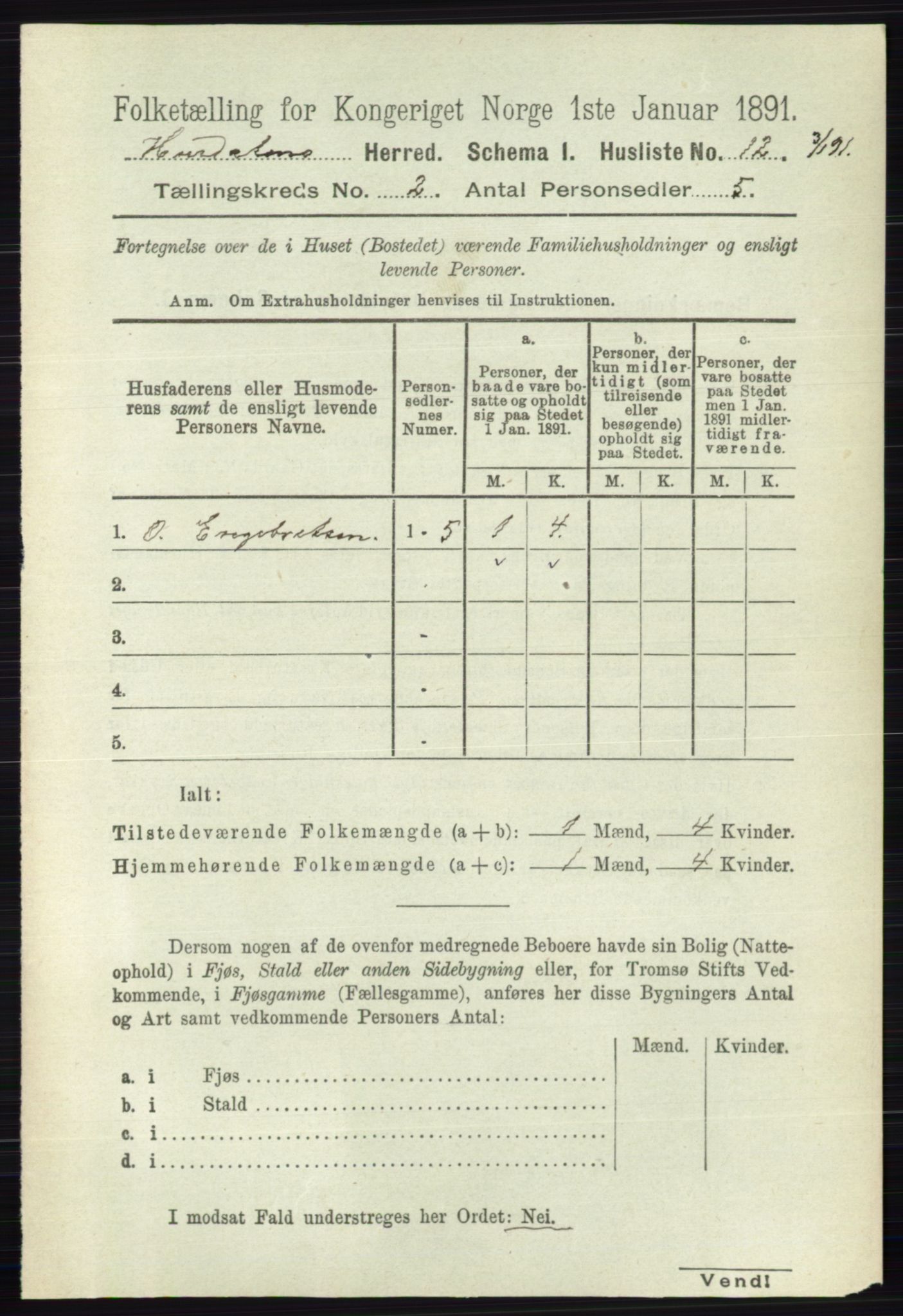 RA, 1891 census for 0239 Hurdal, 1891, p. 454