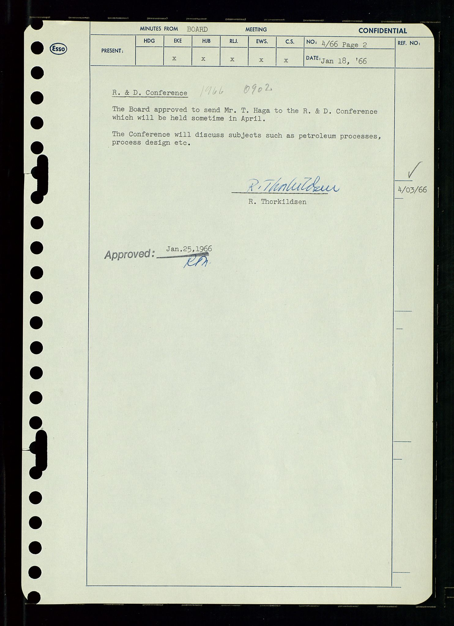 Pa 0982 - Esso Norge A/S, AV/SAST-A-100448/A/Aa/L0002/0002: Den administrerende direksjon Board minutes (styrereferater) / Den administrerende direksjon Board minutes (styrereferater), 1966, p. 10