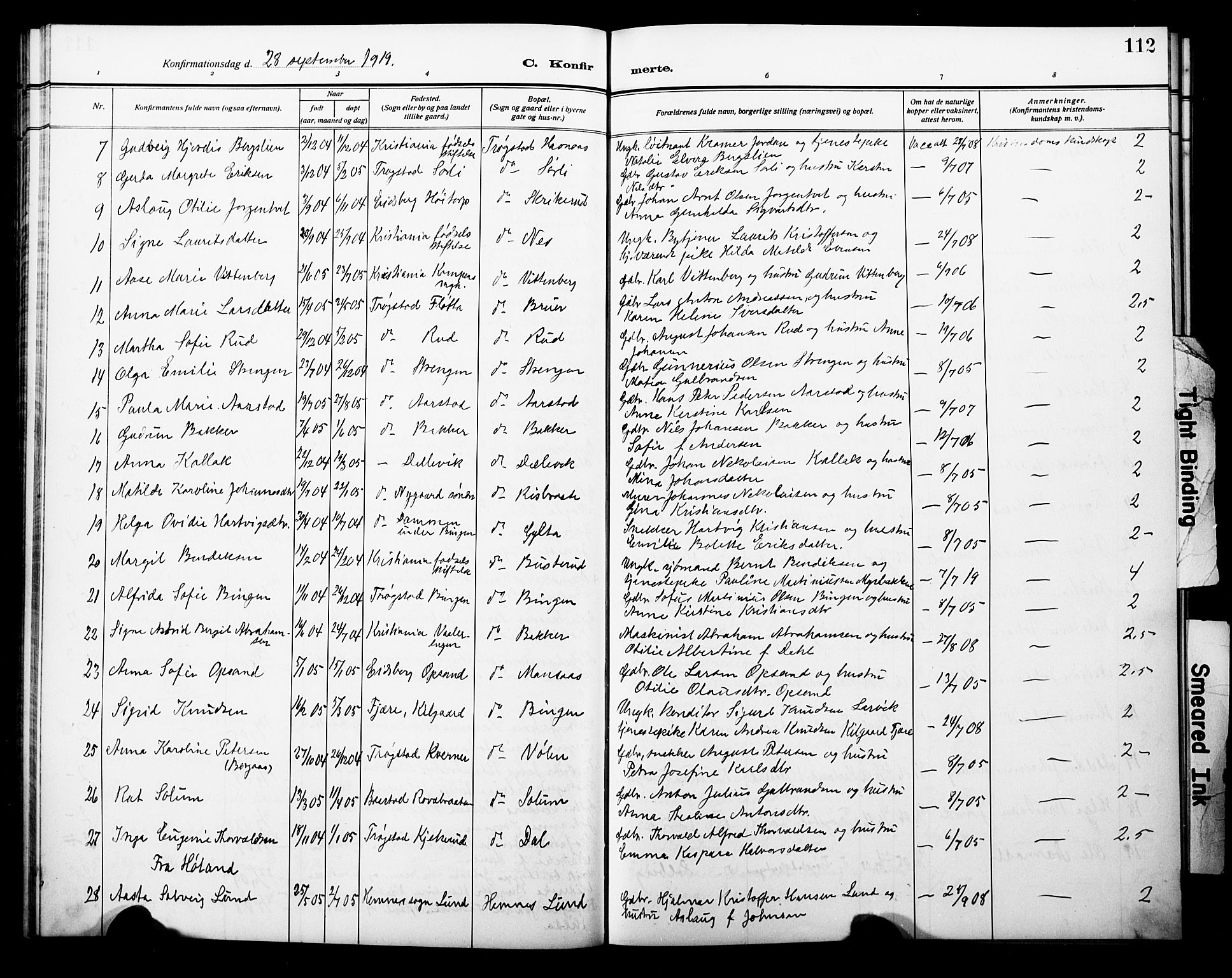 Trøgstad prestekontor Kirkebøker, AV/SAO-A-10925/G/Ga/L0002: Parish register (copy) no. I 2, 1911-1929, p. 112