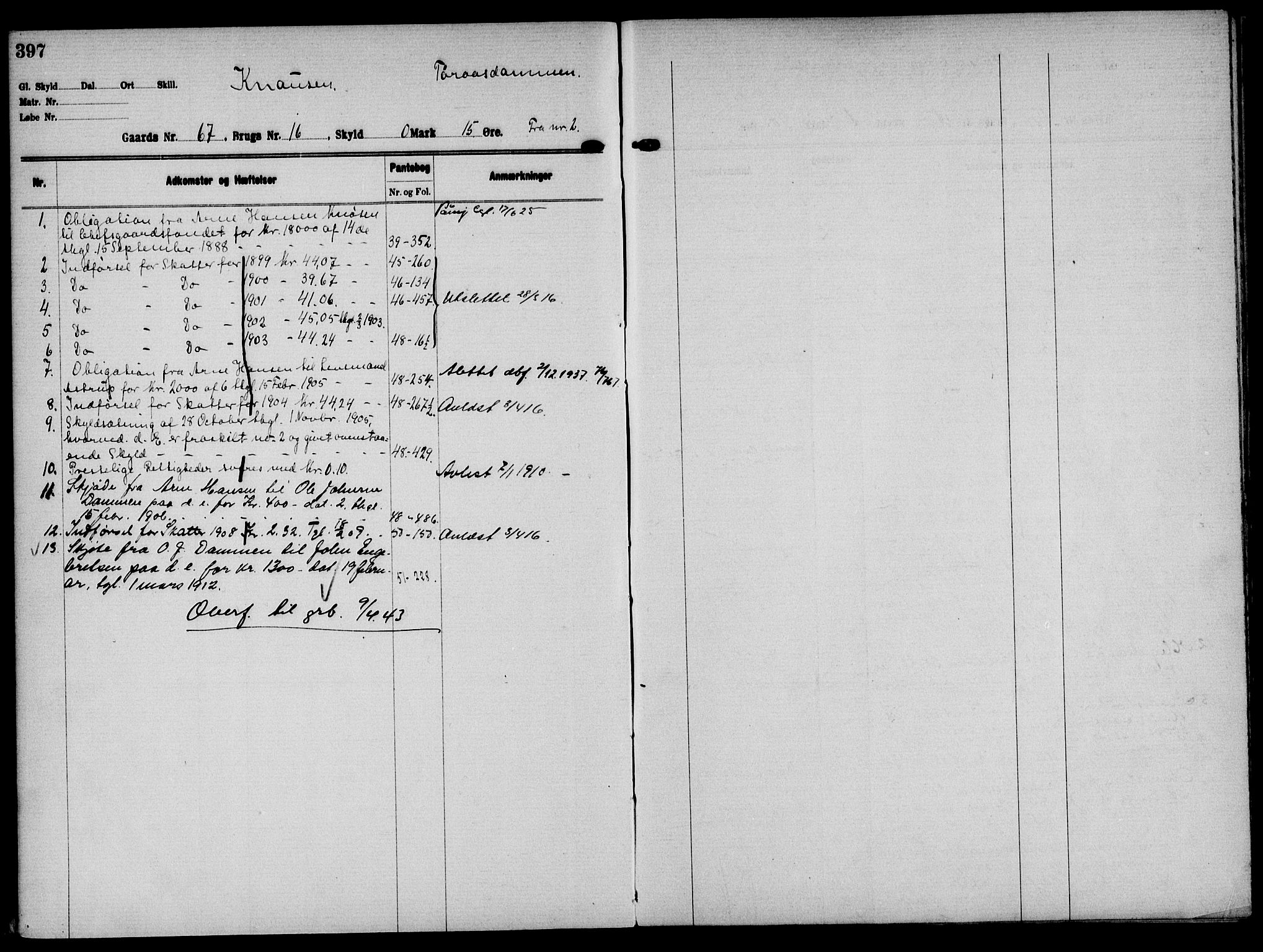 Solør tingrett, AV/SAH-TING-008/H/Ha/Hak/L0005: Mortgage register no. V, 1900-1935, p. 397