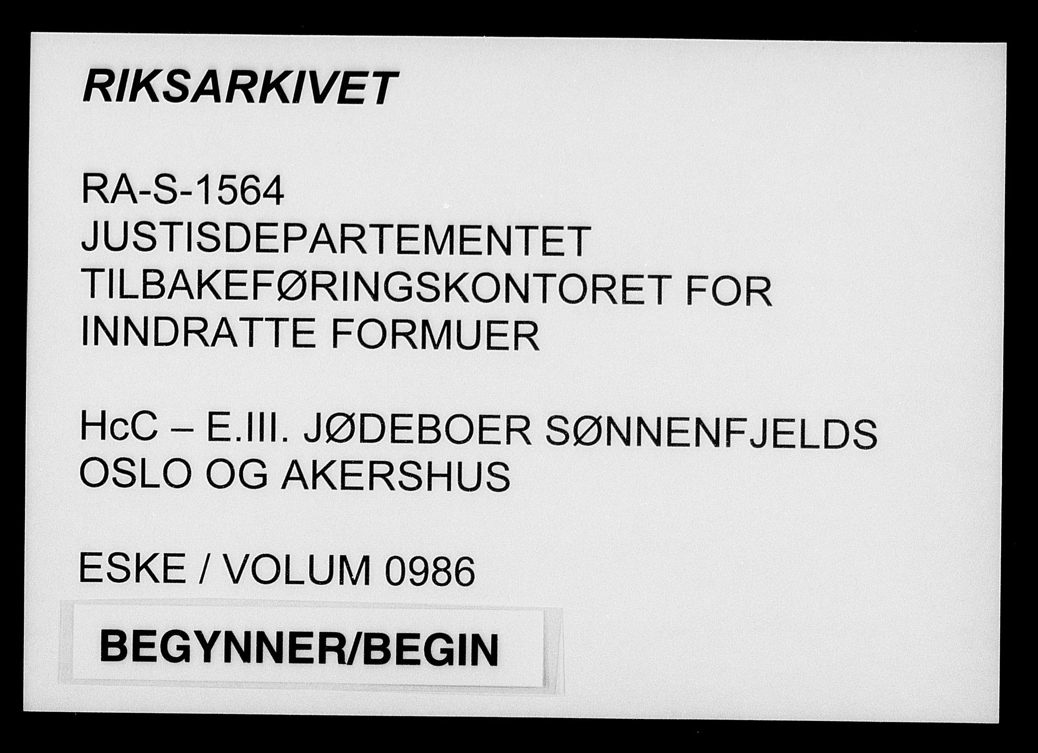 Justisdepartementet, Tilbakeføringskontoret for inndratte formuer, AV/RA-S-1564/H/Hc/Hcc/L0986: --, 1945-1947, p. 1