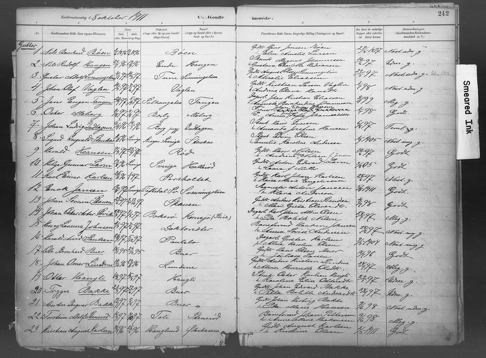 Idd prestekontor Kirkebøker, SAO/A-10911/F/Fb/L0002: Parish register (official) no. II 2, 1882-1923, p. 242
