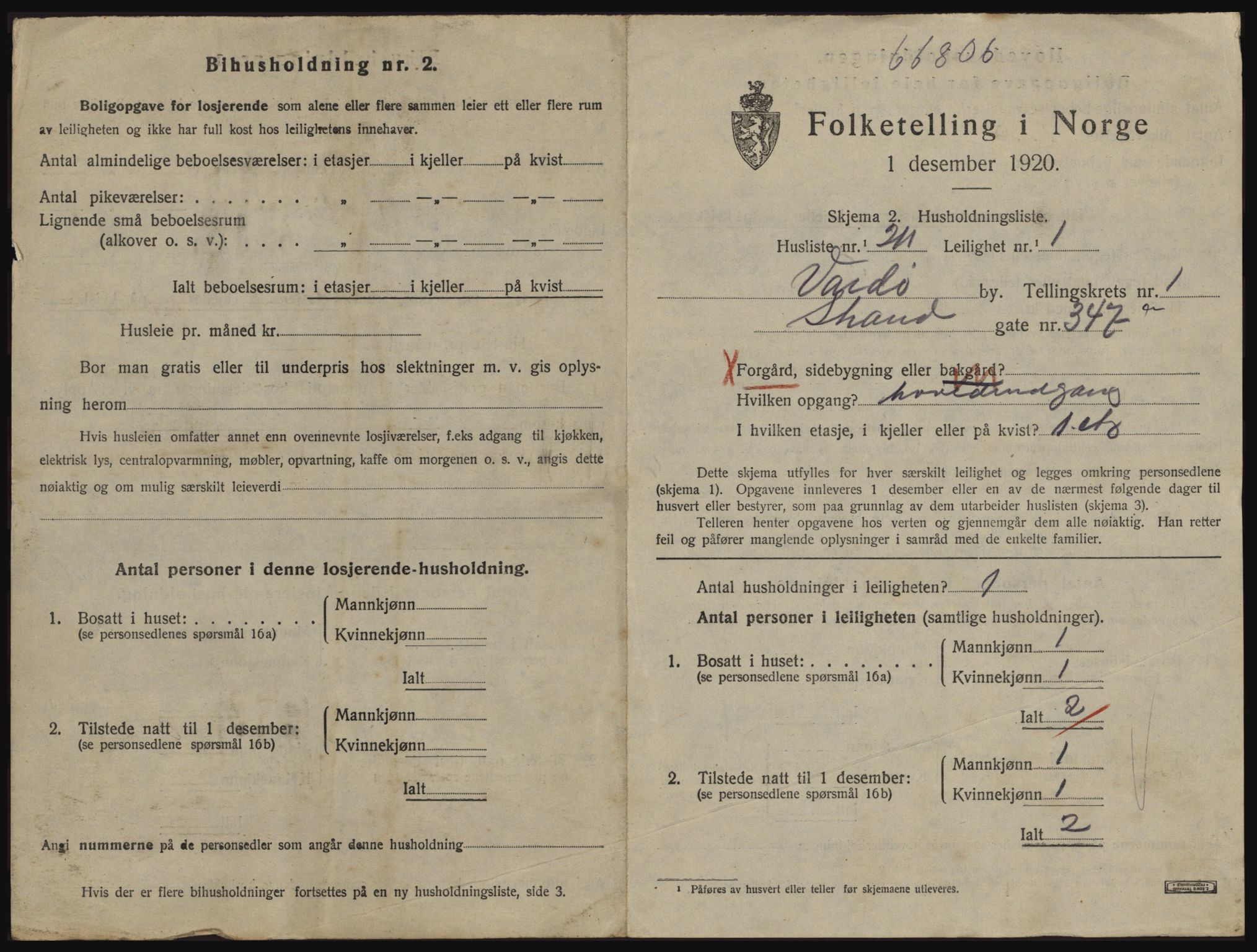 SATØ, 1920 census for Vardø, 1920, p. 1671