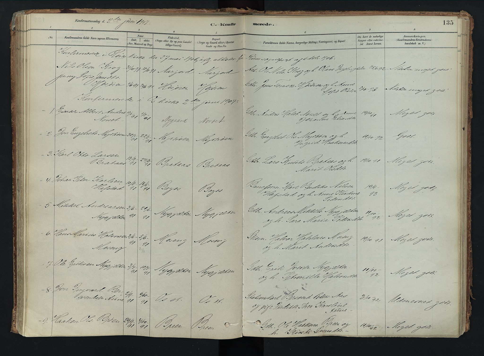 Tolga prestekontor, SAH/PREST-062/K/L0008: Parish register (official) no. 8, 1877-1910, p. 135