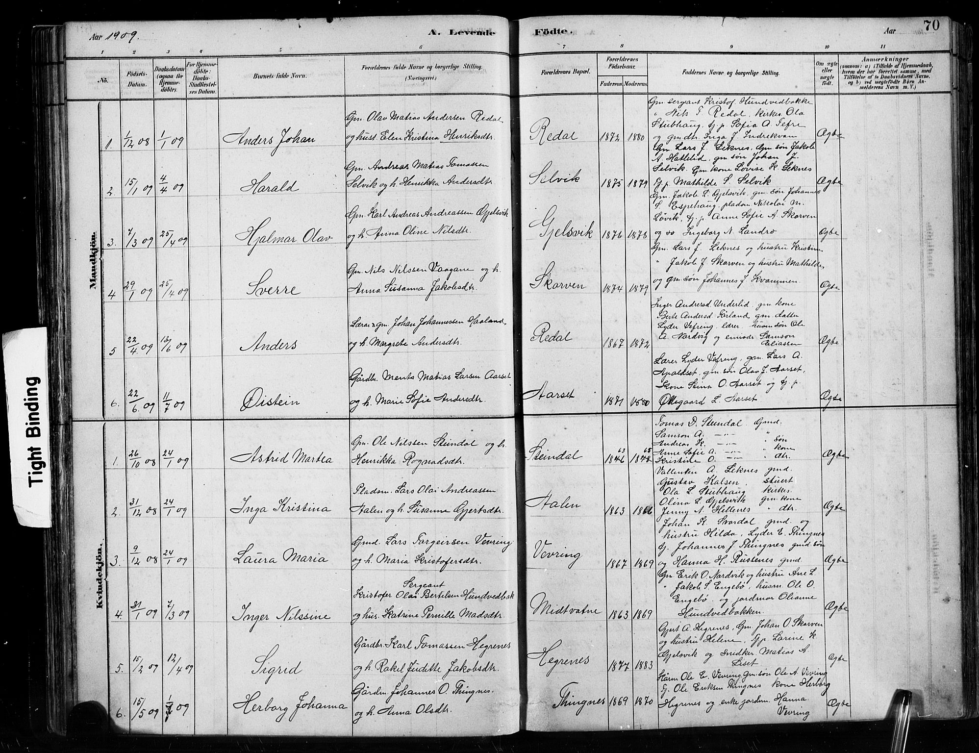 Førde sokneprestembete, SAB/A-79901/H/Hab/Habe/L0001: Parish register (copy) no. E 1, 1881-1920, p. 70