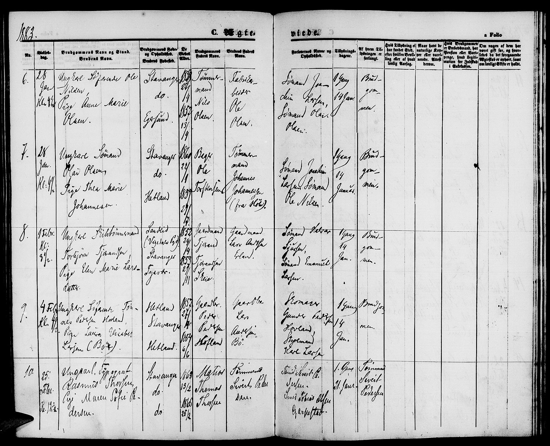 St. Petri sokneprestkontor, AV/SAST-A-101813/001/30/30BB/L0003: Parish register (copy) no. B 3, 1873-1885