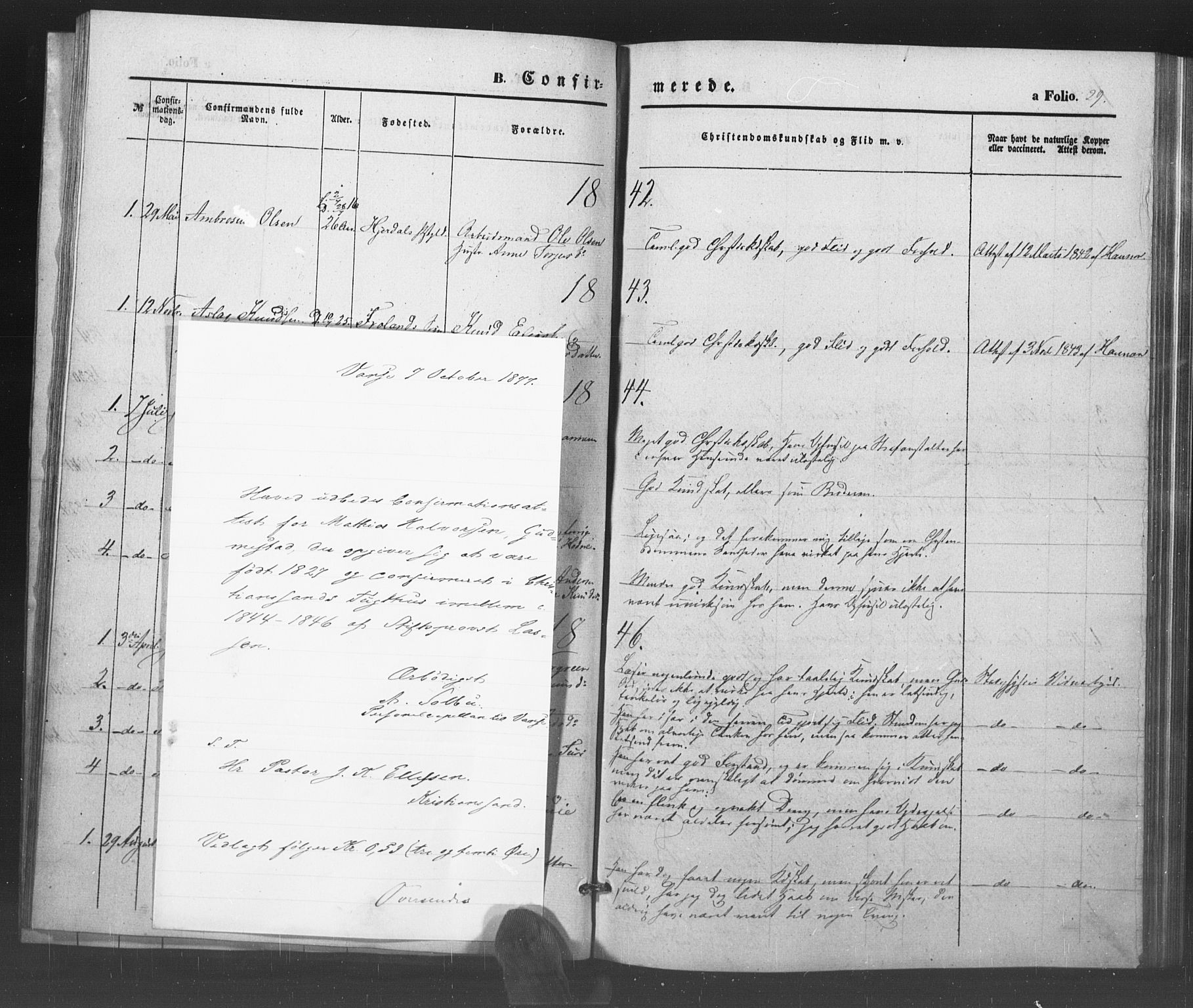 Kristiansand tukthus, SAK/1251-0009/I/Ih/L0001: Parish register (official) no. A 1, 1840-1875, p. 29