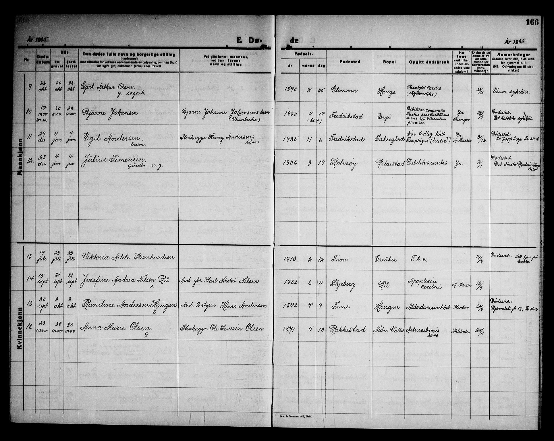 Rolvsøy prestekontor Kirkebøker, AV/SAO-A-2004/G/Ga/L0003: Parish register (copy) no. 3, 1935-1947, p. 166