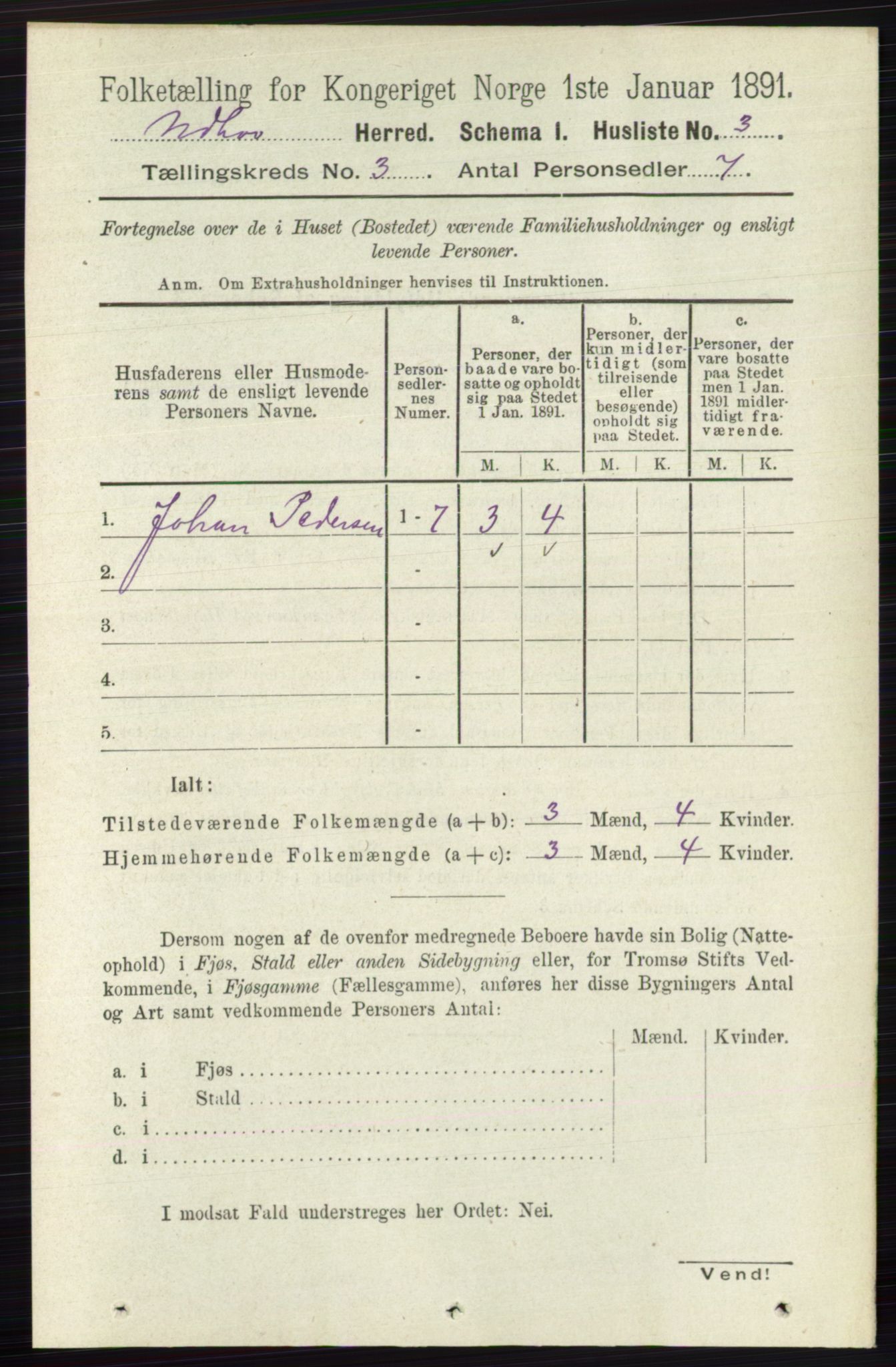 RA, 1891 census for 0613 Norderhov, 1891, p. 1158