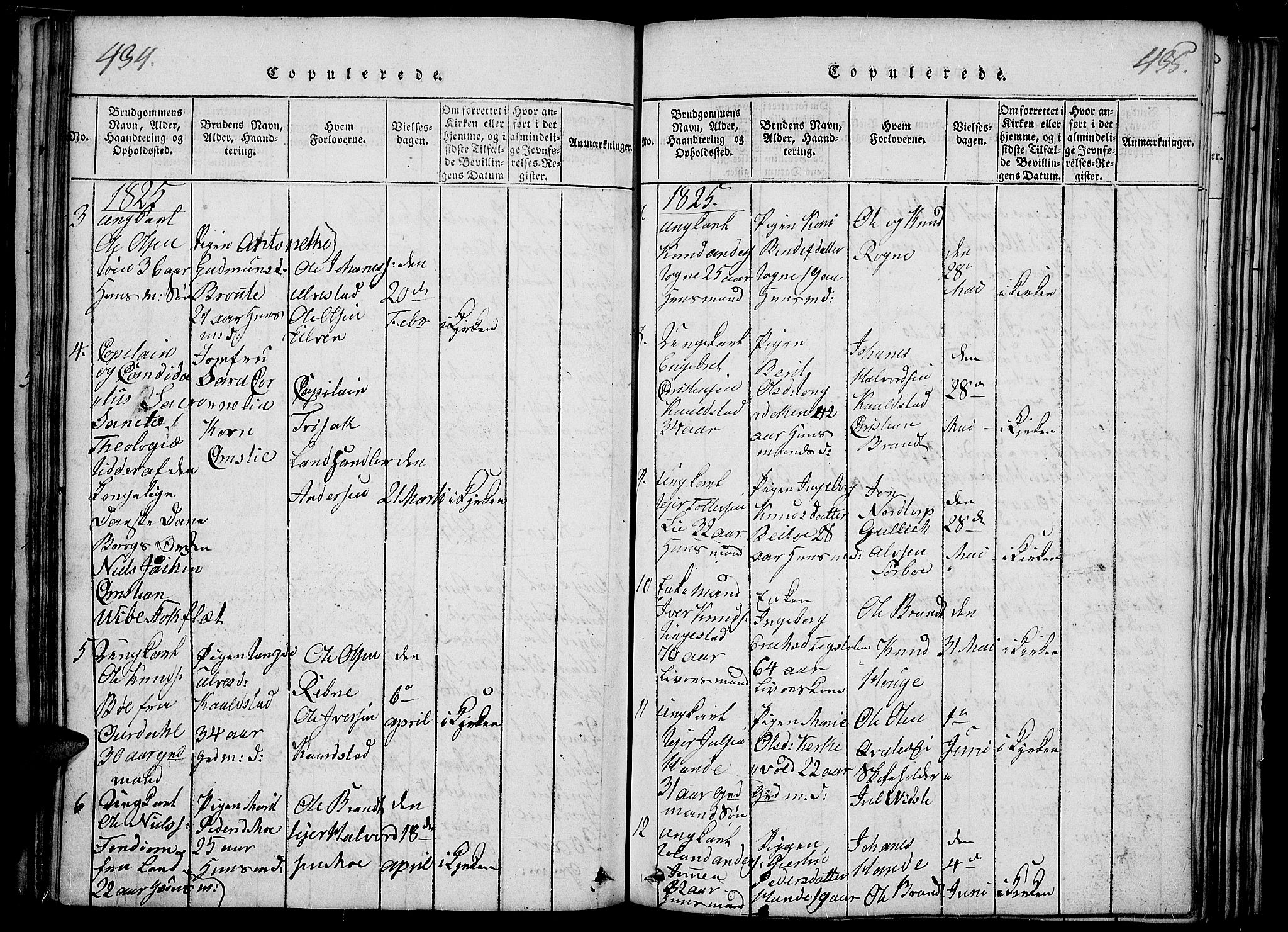 Slidre prestekontor, SAH/PREST-134/H/Ha/Haa/L0002: Parish register (official) no. 2, 1814-1830, p. 434-435