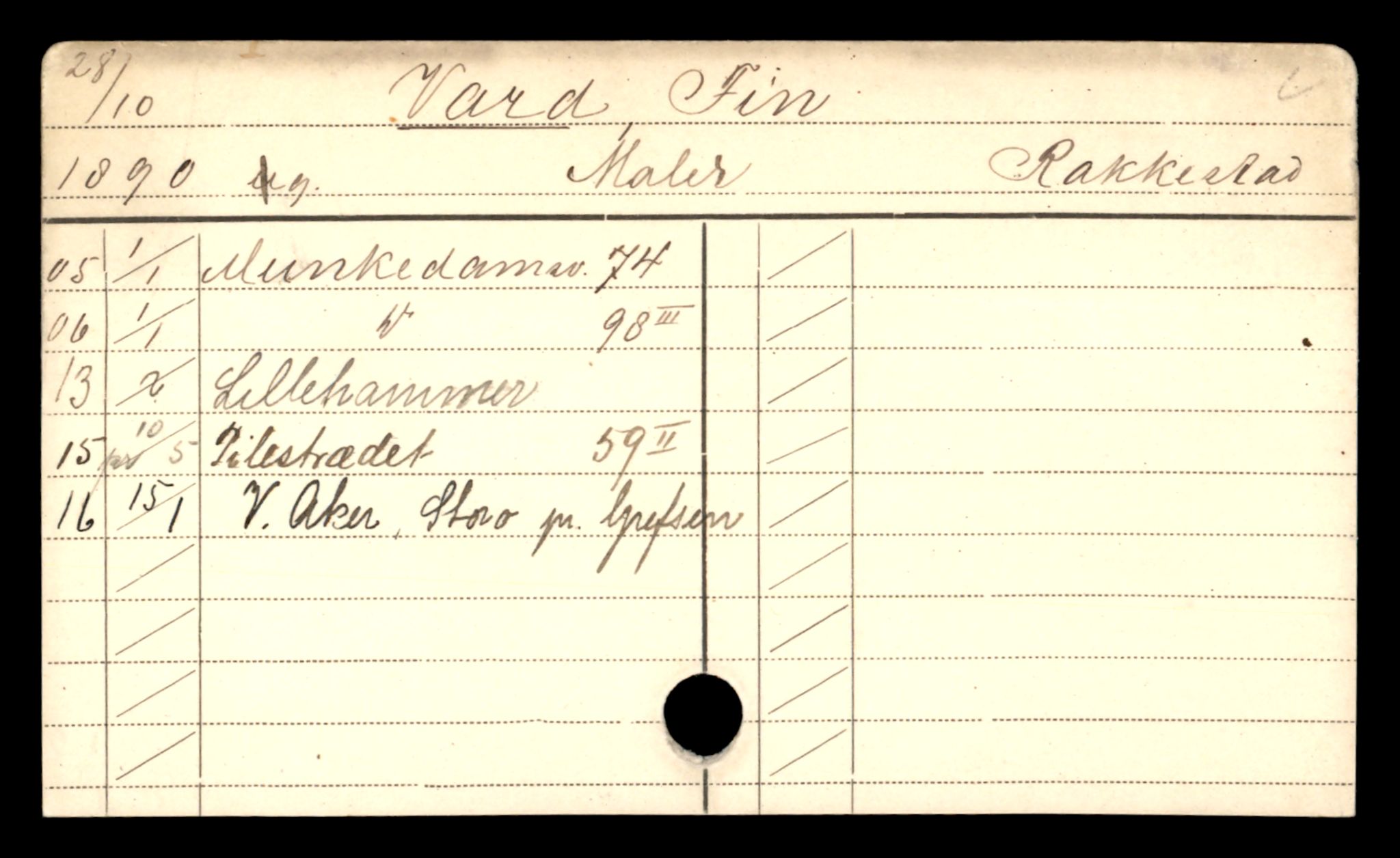 Oslo folkeregister, Registerkort, SAO/A-11715/D/Da/L0096: Menn: Vard Fin - Westlund Emil, 1906-1919