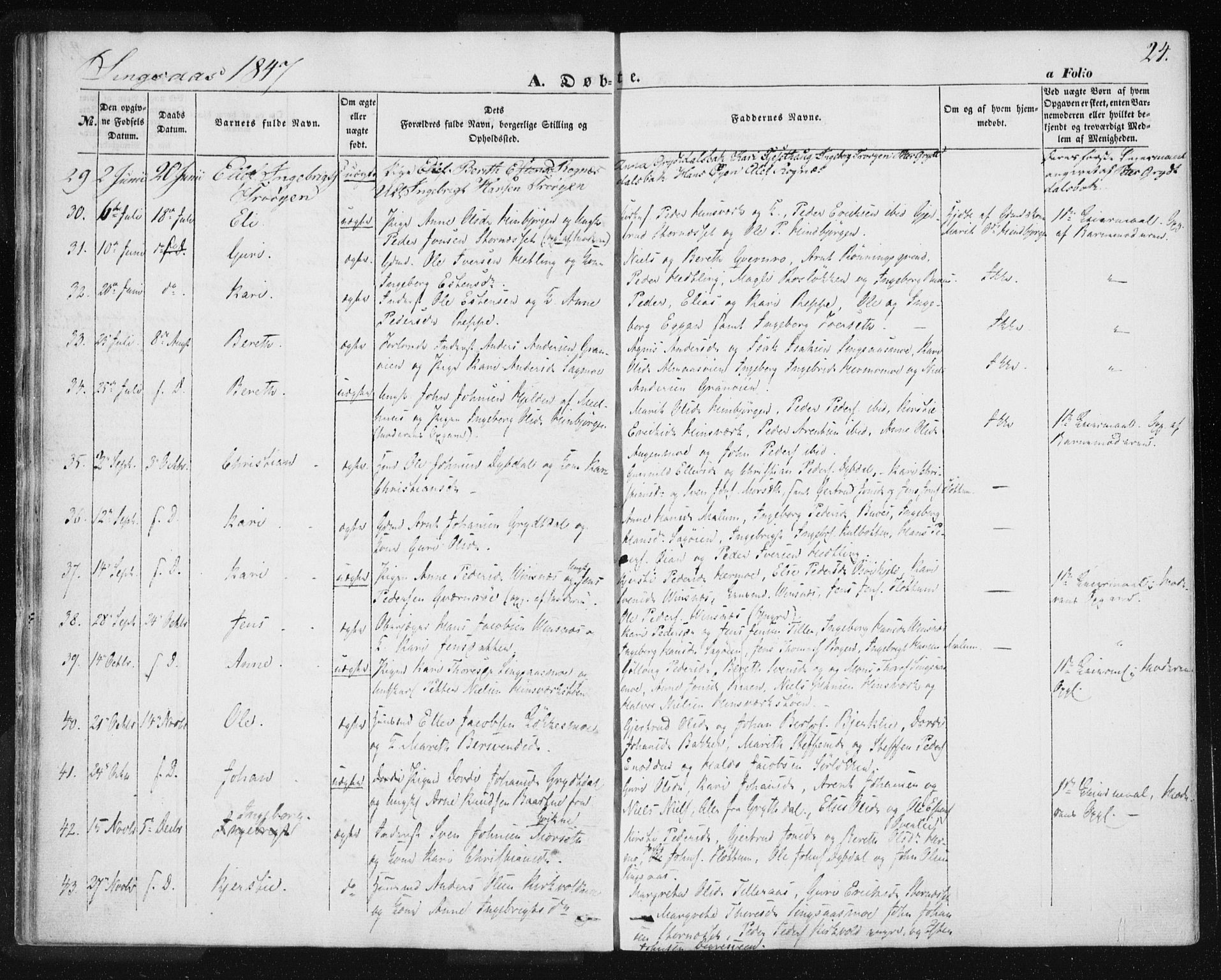 Ministerialprotokoller, klokkerbøker og fødselsregistre - Sør-Trøndelag, SAT/A-1456/685/L0964: Parish register (official) no. 685A06 /2, 1846-1859, p. 24