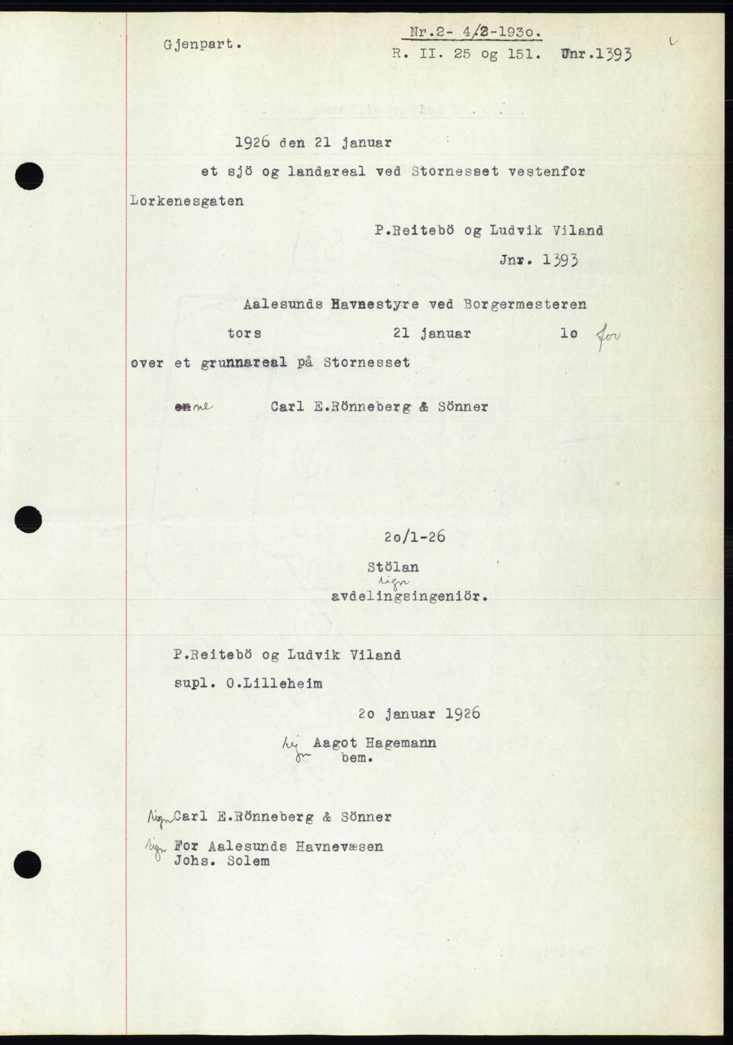Ålesund byfogd, AV/SAT-A-4384: Mortgage book no. 26, 1930-1930, Deed date: 04.02.1930