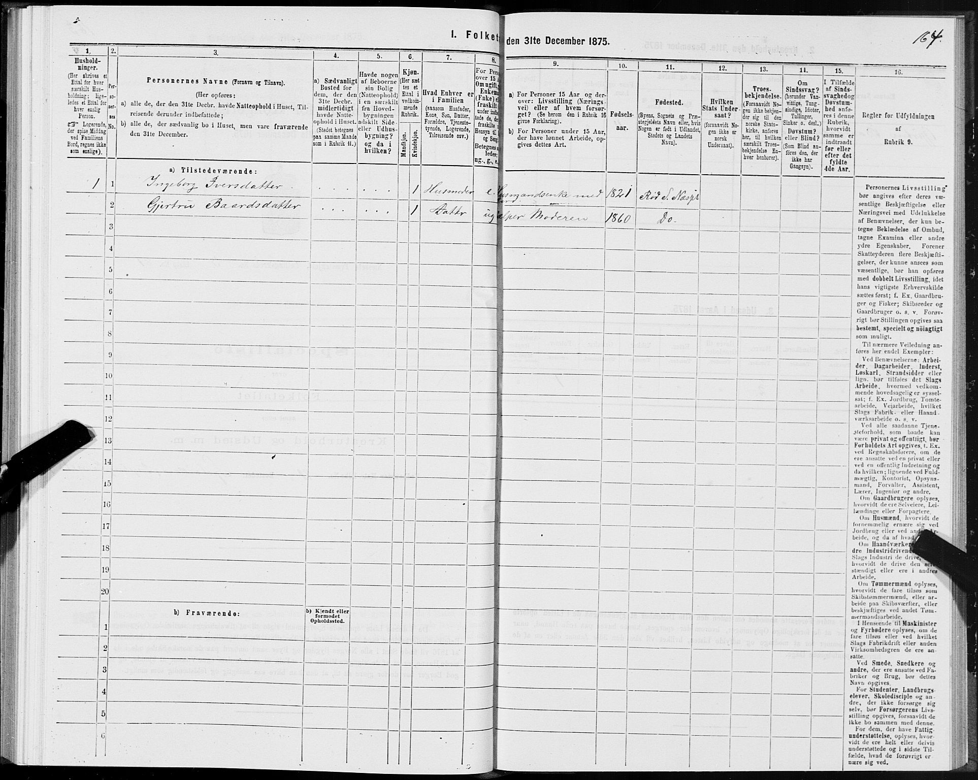 SAT, 1875 census for 1543P Nesset, 1875, p. 2164