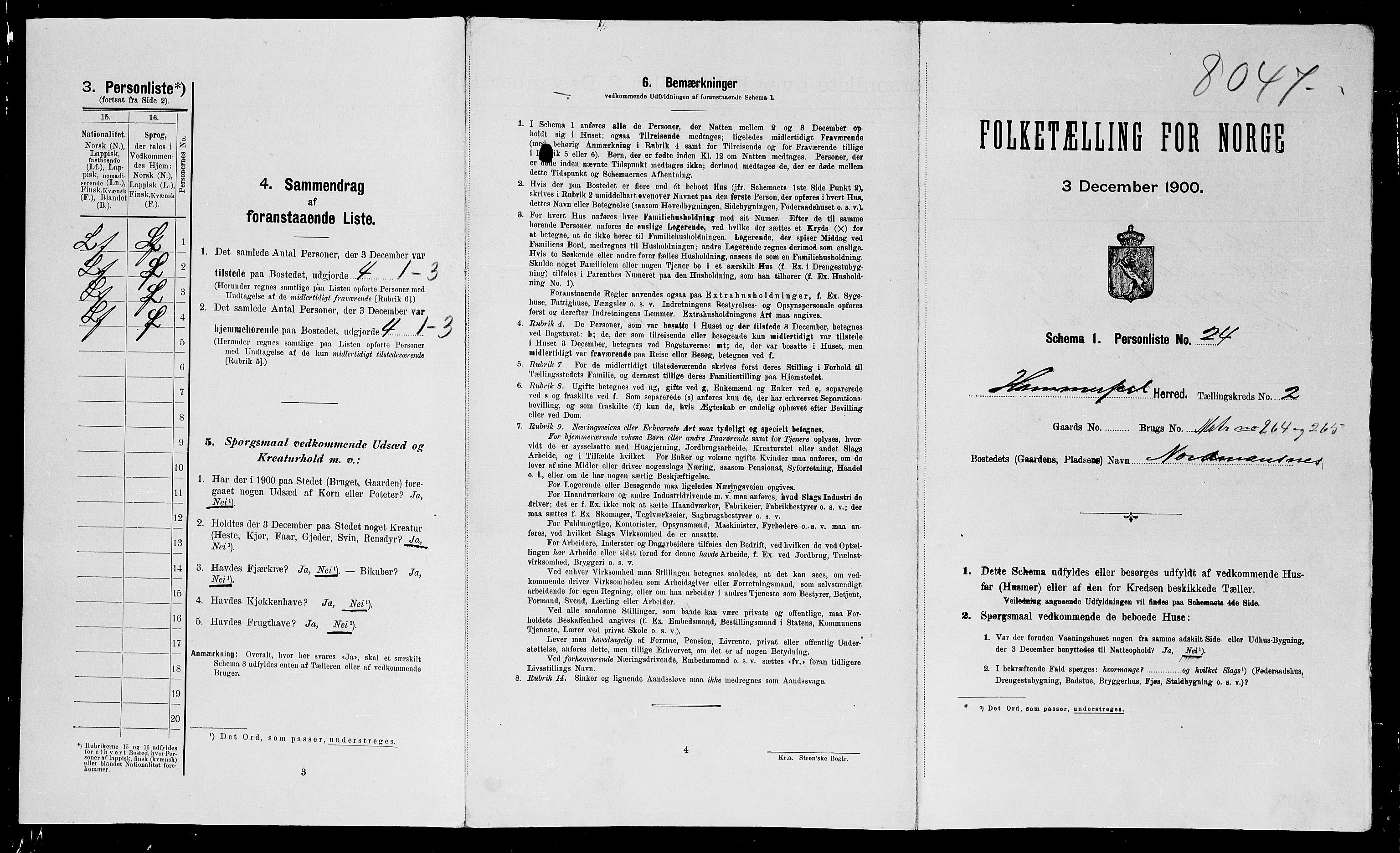 SATØ, 1900 census for Hammerfest, 1900, p. 166