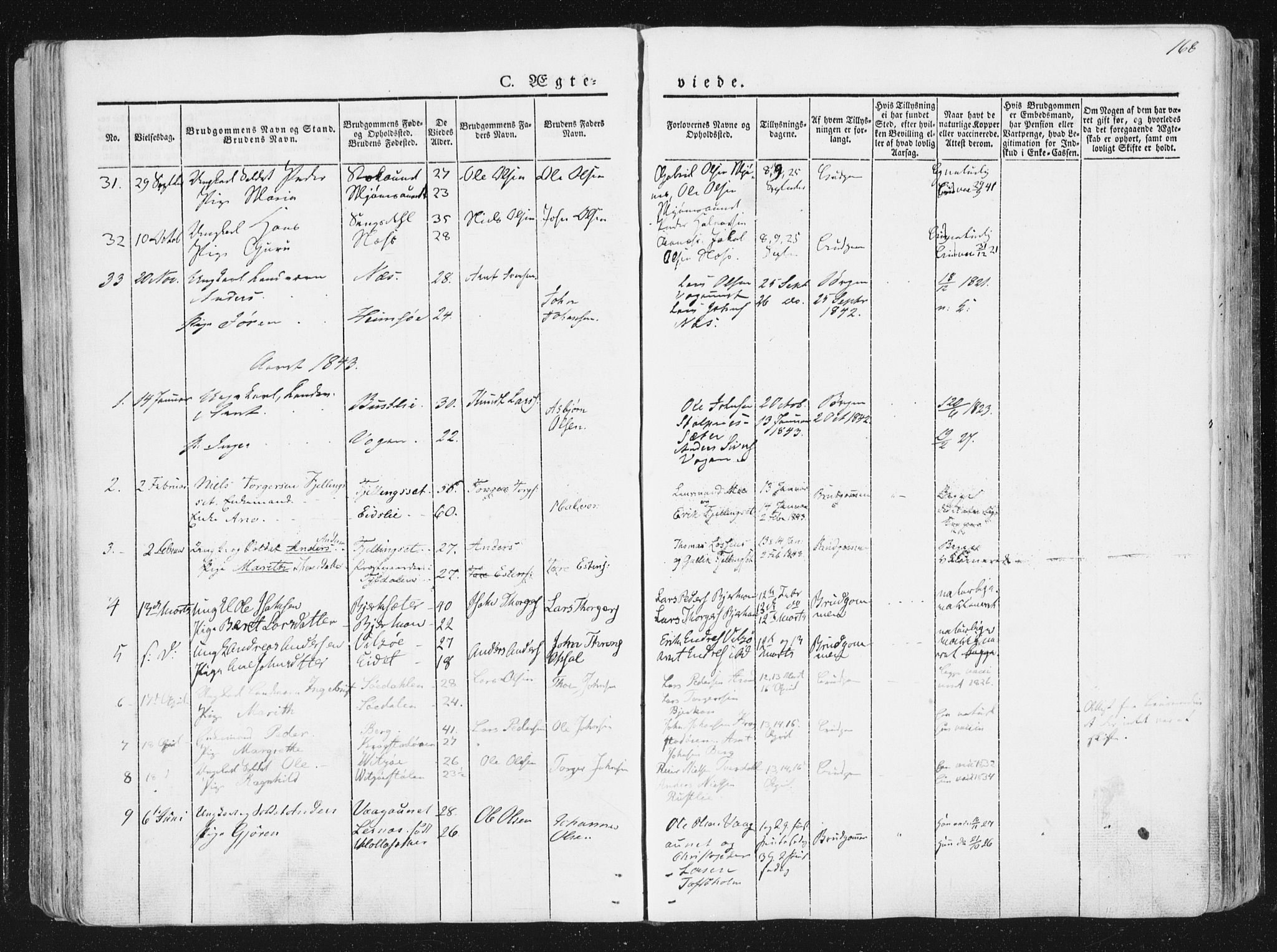Ministerialprotokoller, klokkerbøker og fødselsregistre - Sør-Trøndelag, SAT/A-1456/630/L0493: Parish register (official) no. 630A06, 1841-1851, p. 168