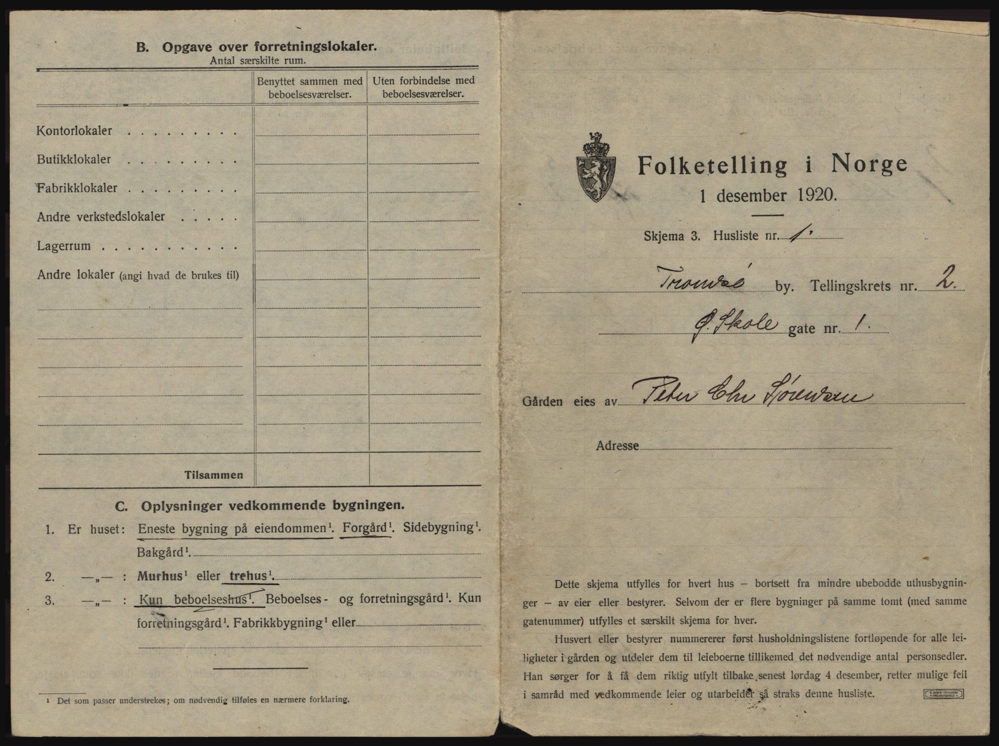 SATØ, 1920 census for Tromsø, 1920, p. 239